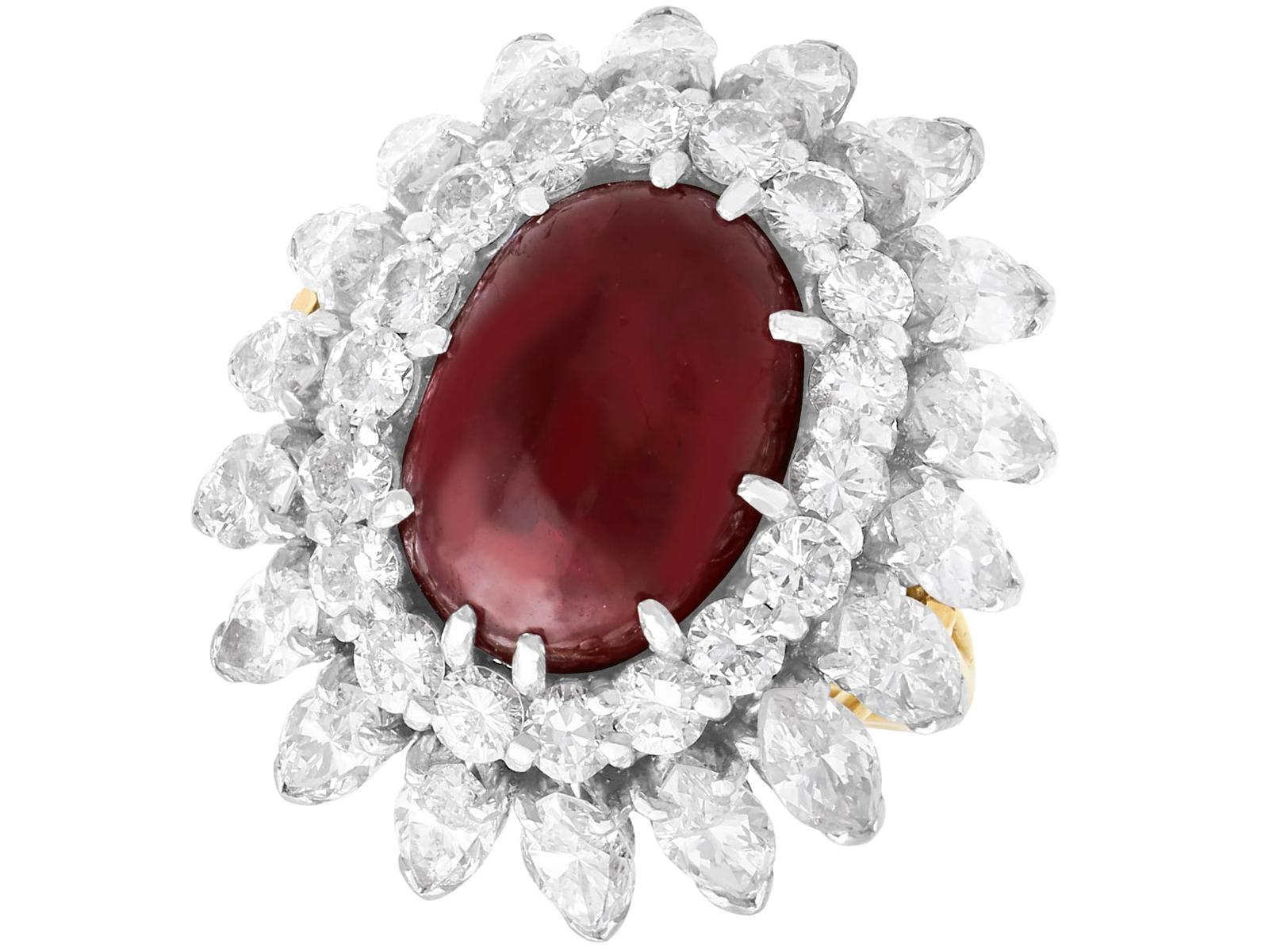 Vintage 6.95ct Burmese Ruby & 4.80ct Diamond, 18ct Yellow Gold Ring c.1950 (1 of 11)