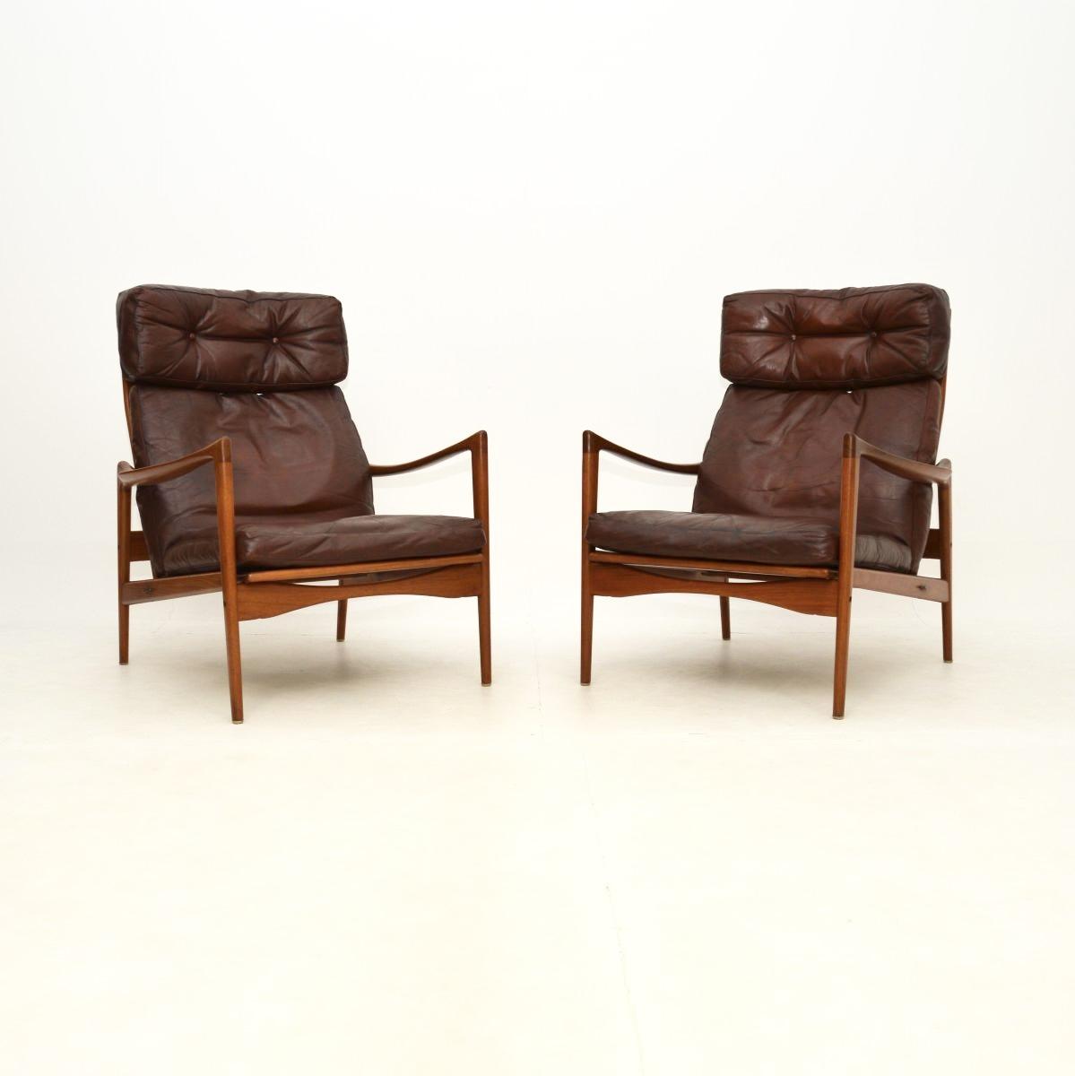 Pair of Danish Design Leather & Teak Armchairs by IB Kofod Larsen (1 of 9) Pair of Danish Design Leather & Teak Armchairs by IB Kofod Larsen (1 of 9)