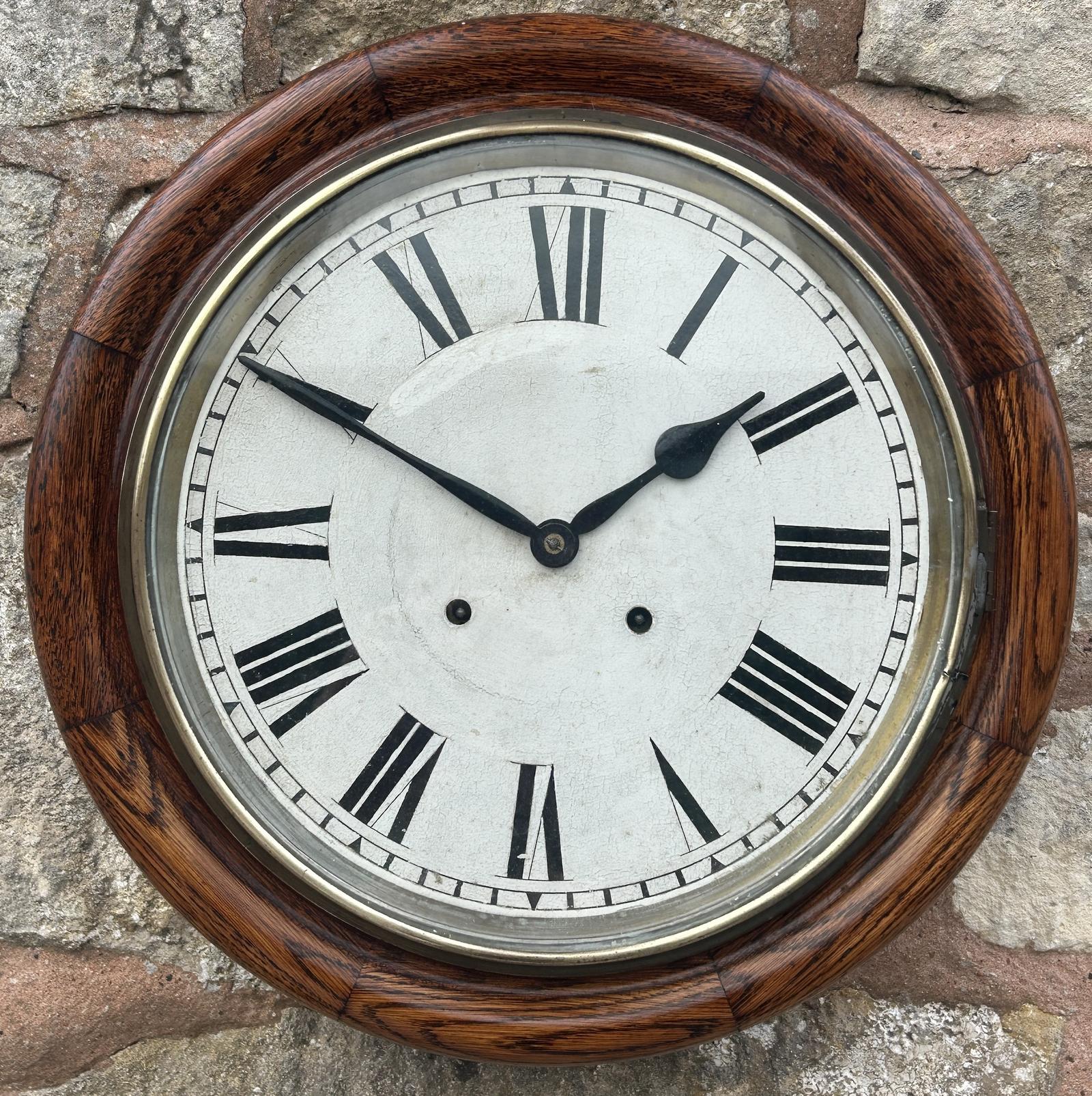Wonderful Oak Case Dial Wall Clock ca.1900 (1 of 9) Wonderful Oak Case Dial Wall Clock ca.1900 (1 of 9)