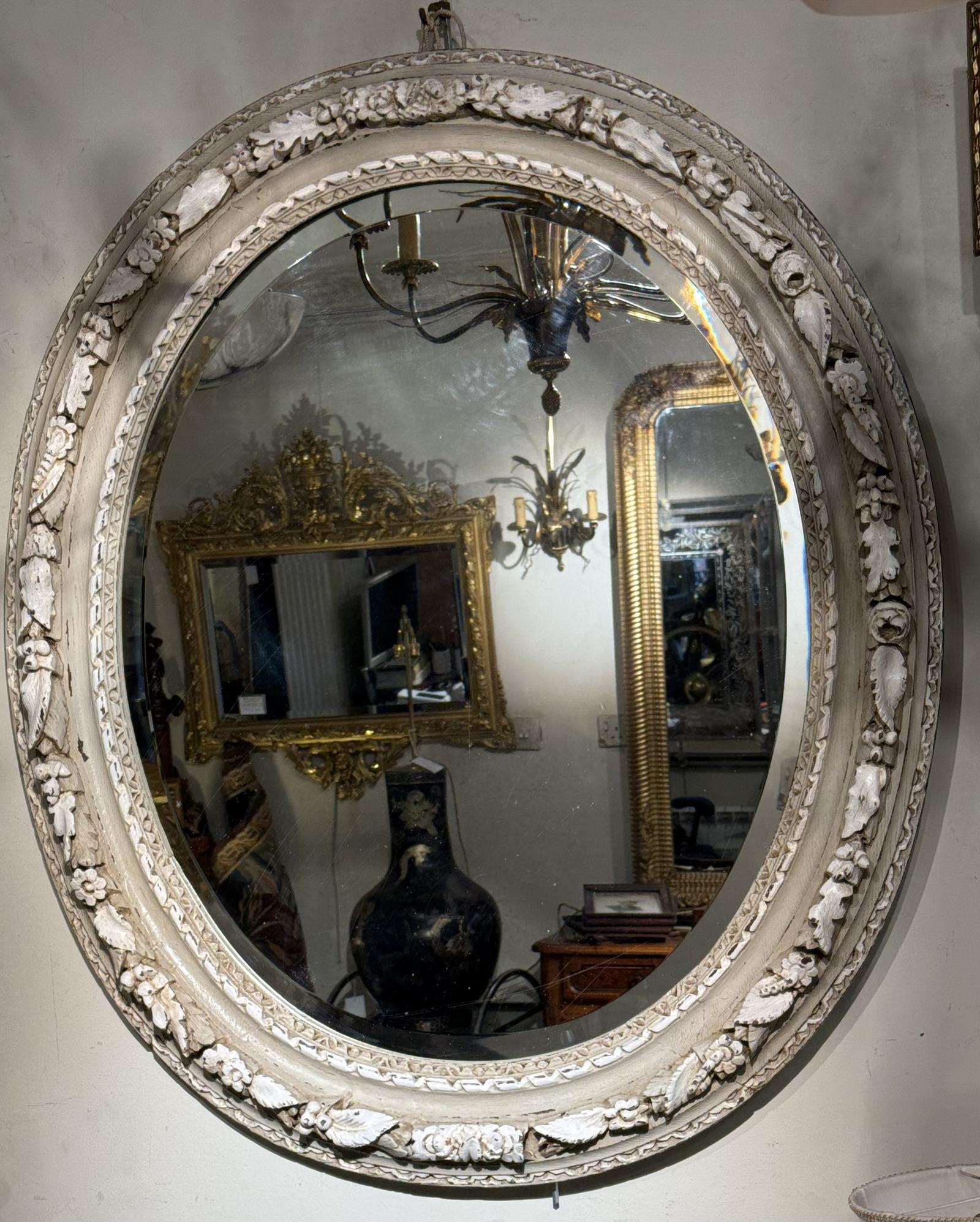 A Carved Oak Mirror, Later Painted in Contrasting Colours (1 of 5)