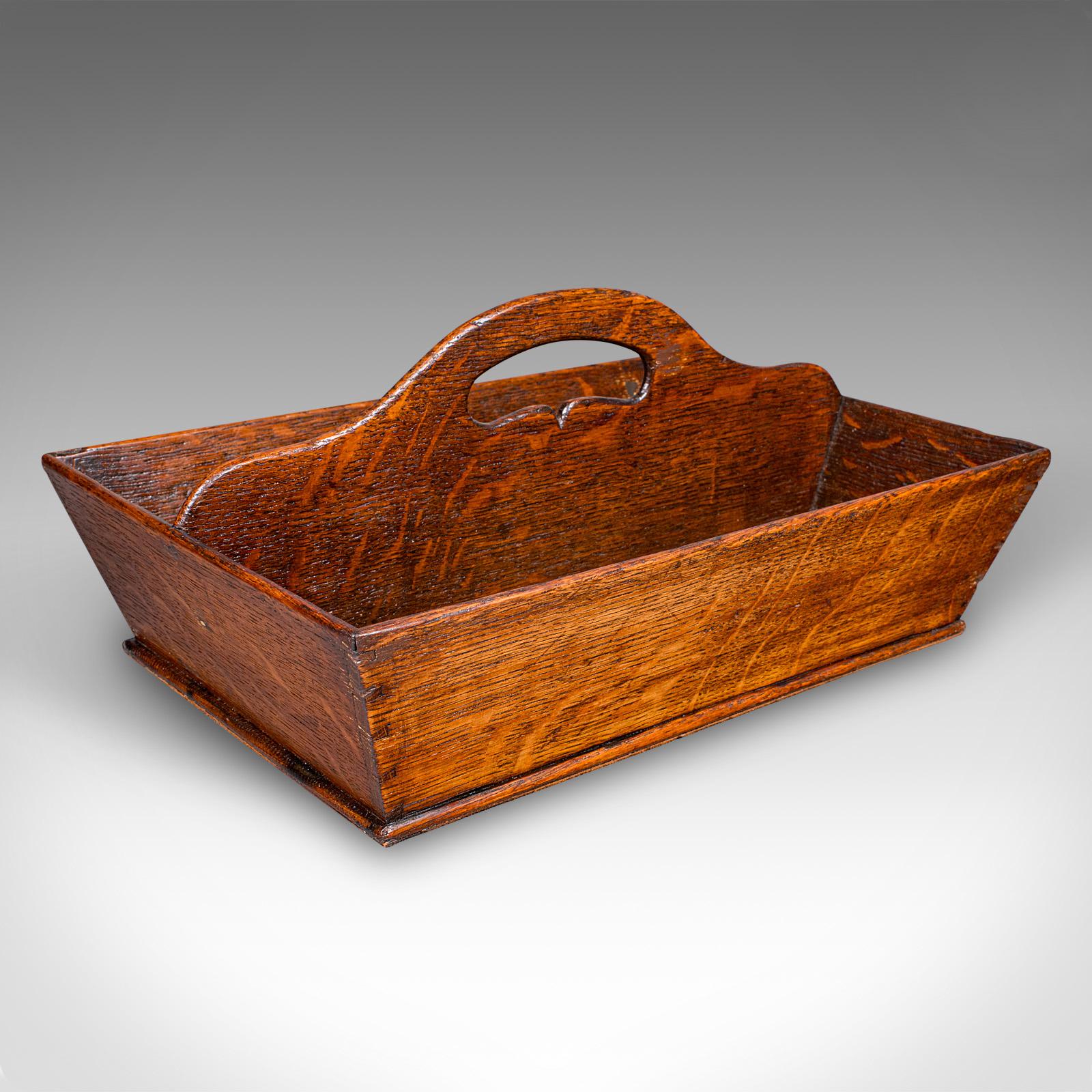 Antique Ladies Country Kitchen Work Box, English, Oak, Garden Trug - Victorian (1 of 9)