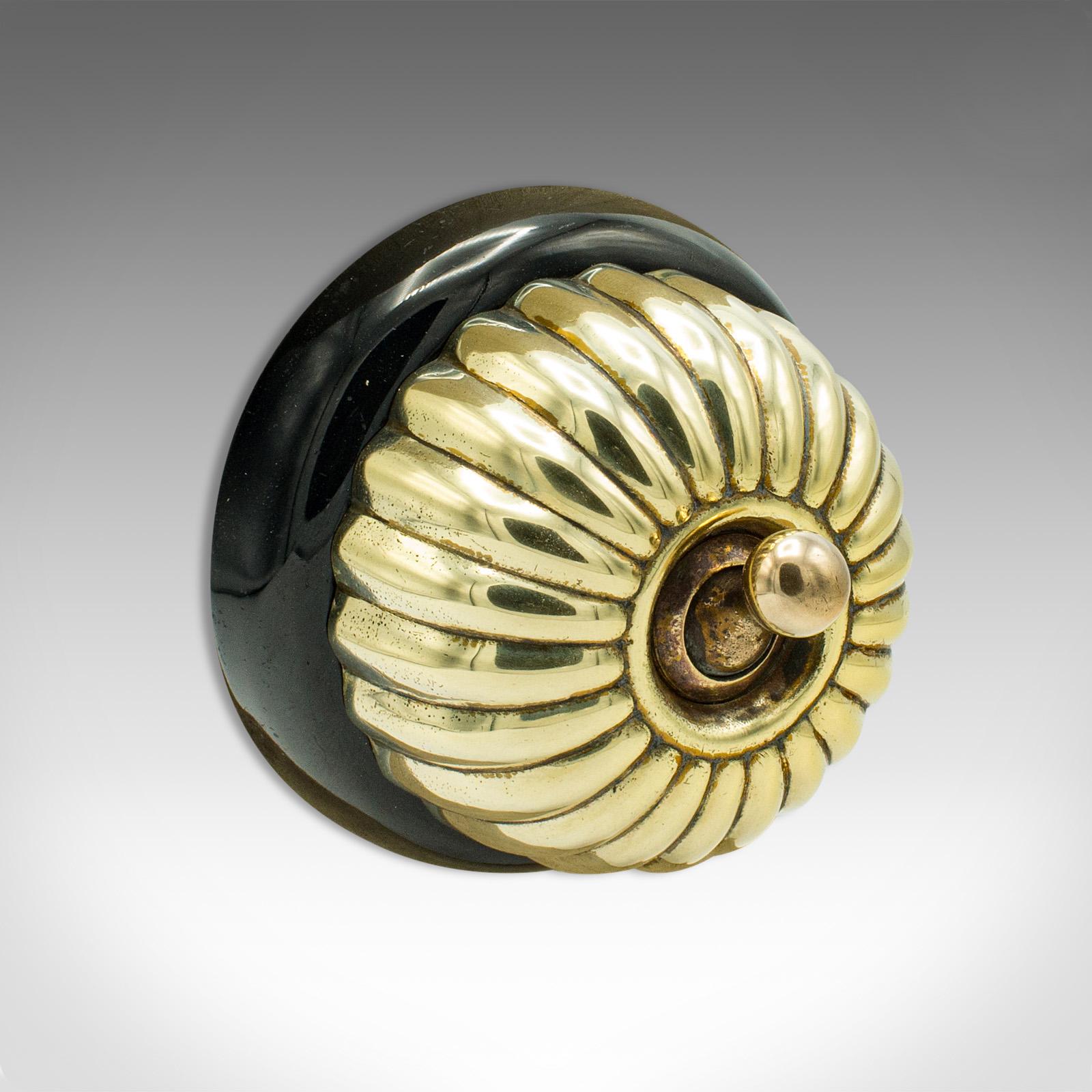 Antique Light Switch, English, Brass, Bakelite, On-off c.1920 (1 of 11)