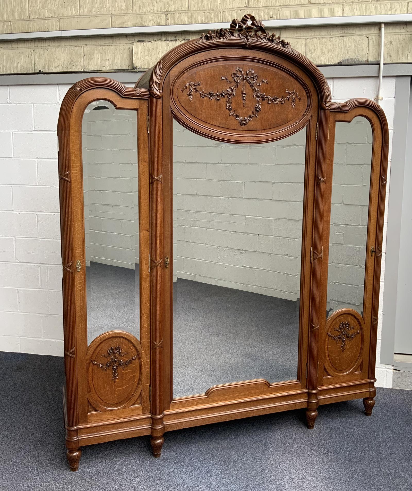 Carved Oak French Triple Armoire (1 of 13) Carved Oak French Triple Armoire (1 of 13)