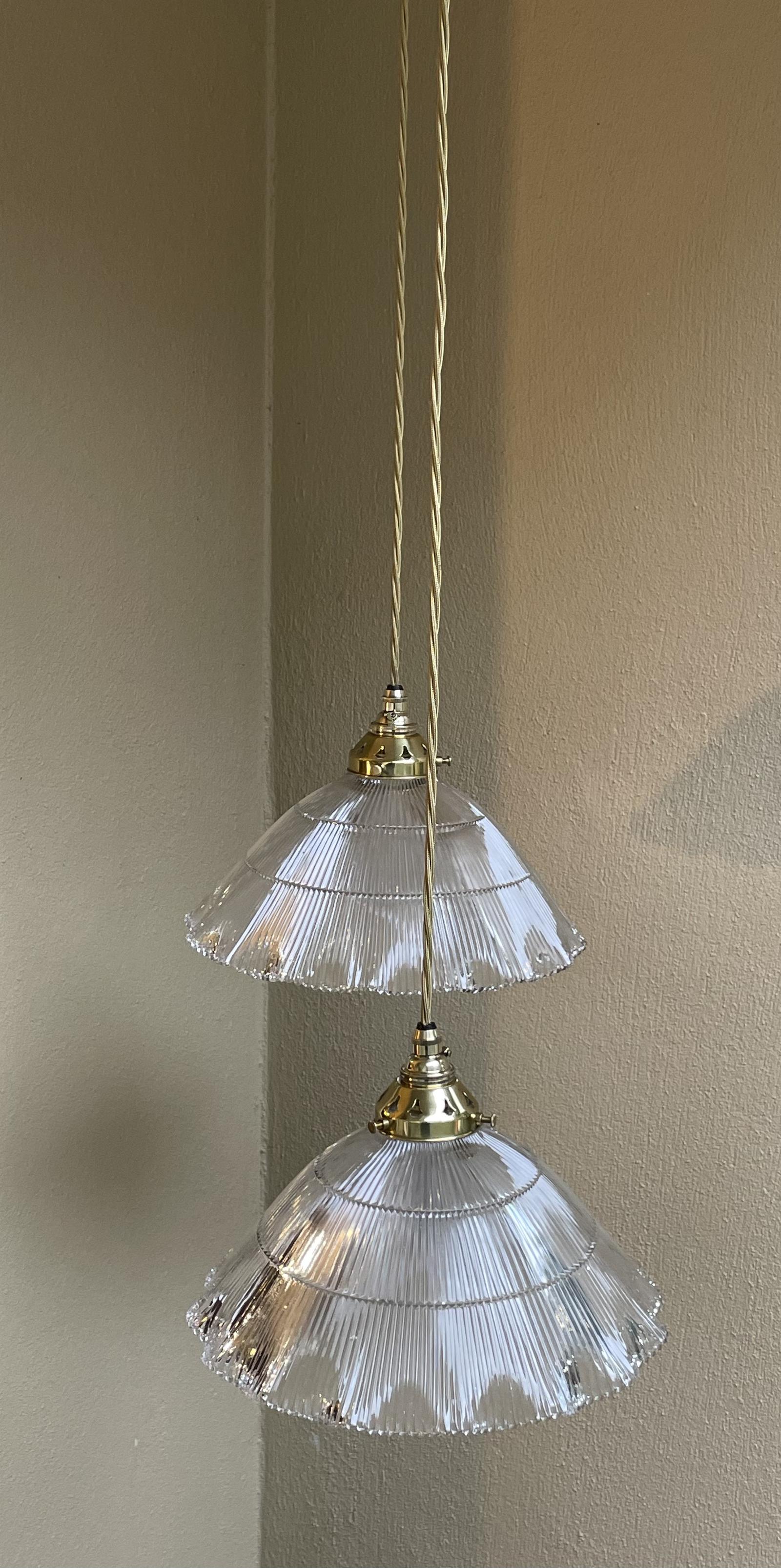 Rare Large Pair of Holophane Pendants (1 of 7) Rare Large Pair of Holophane Pendants (1 of 7)