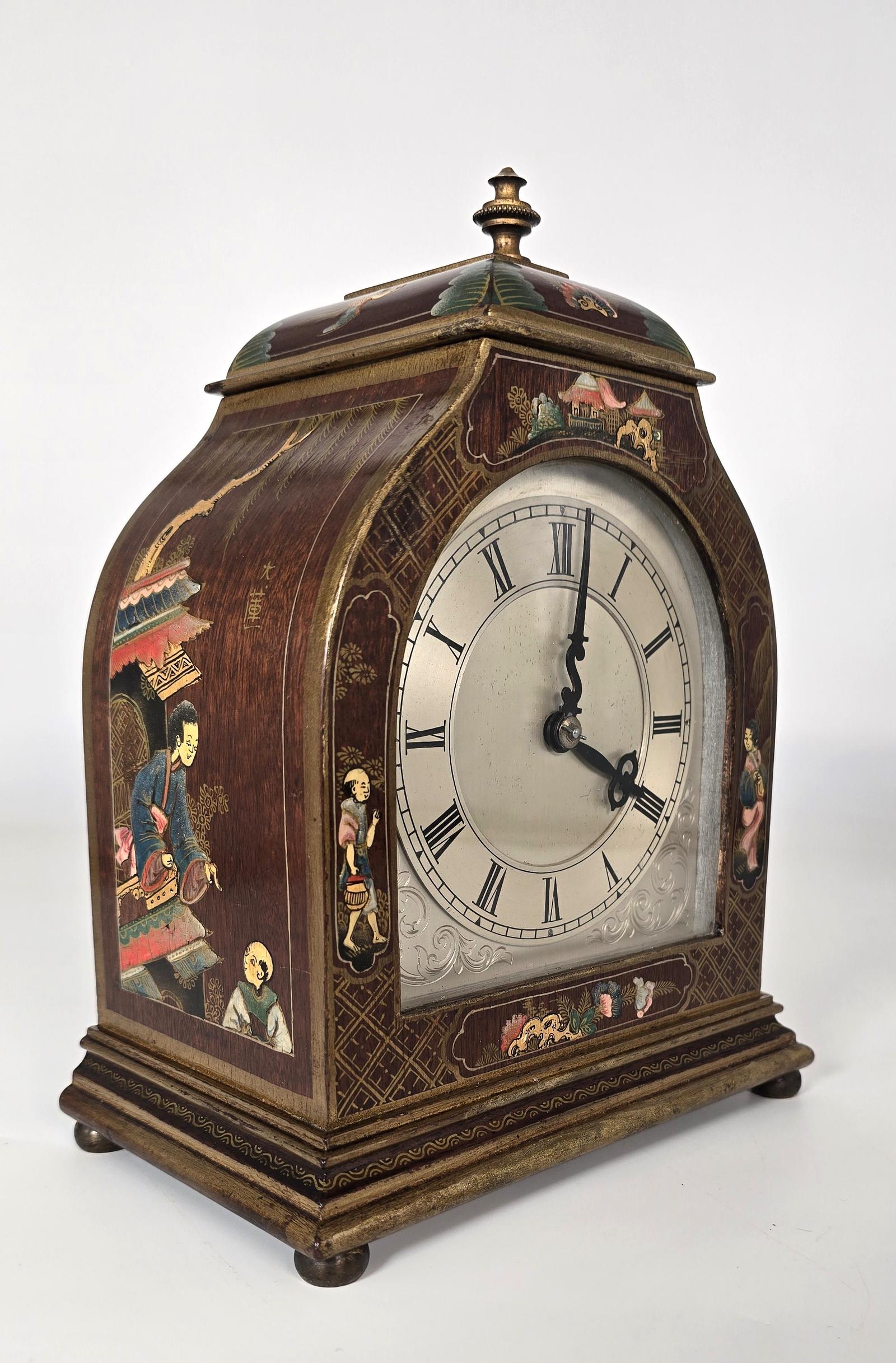 Chinese Style Chinoiserie Lacquered Bracket/mantel Clock (1 of 21)