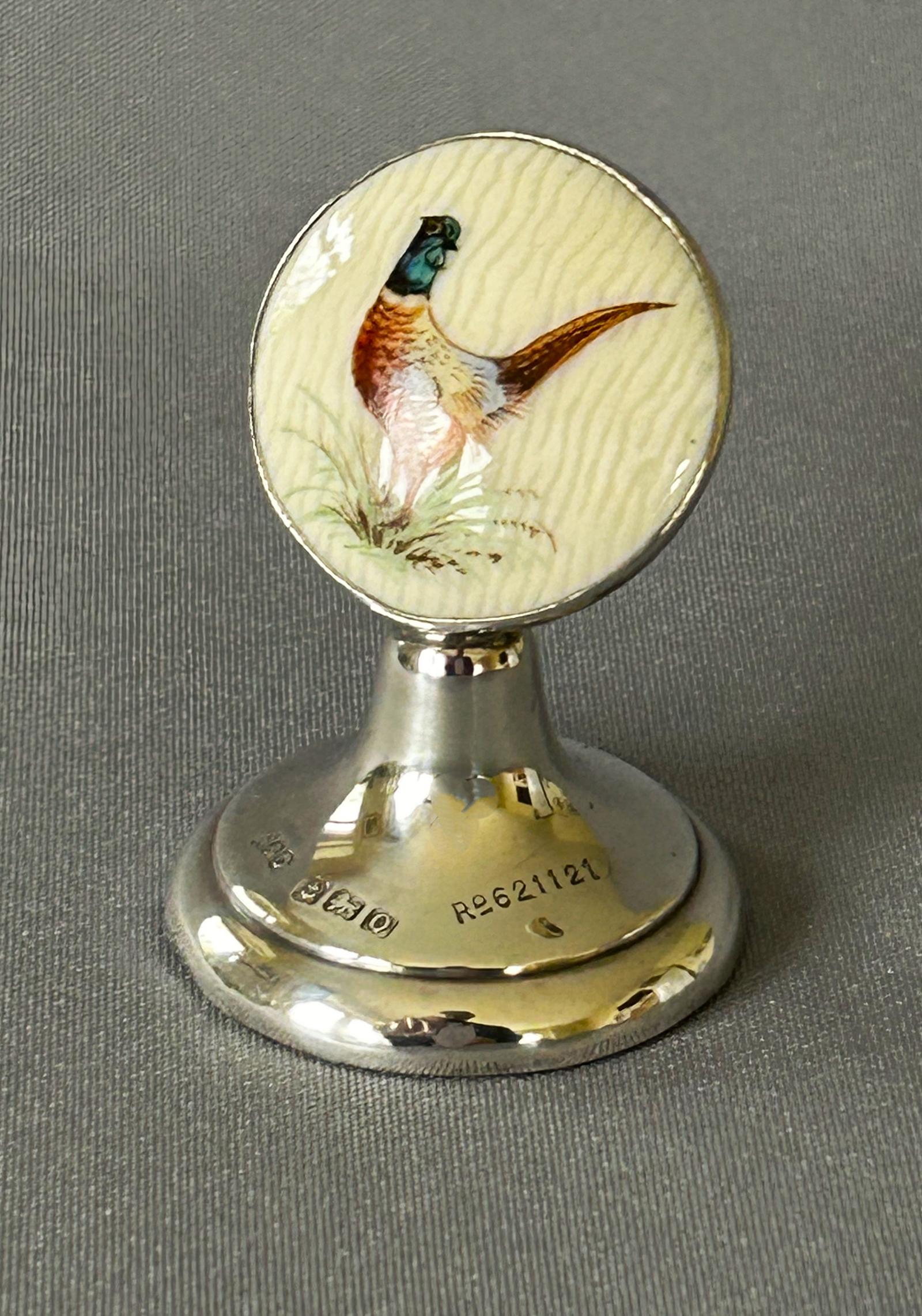 Superb Silver & Enamel Pheasant Menu / Card Holder (1 of 7)
