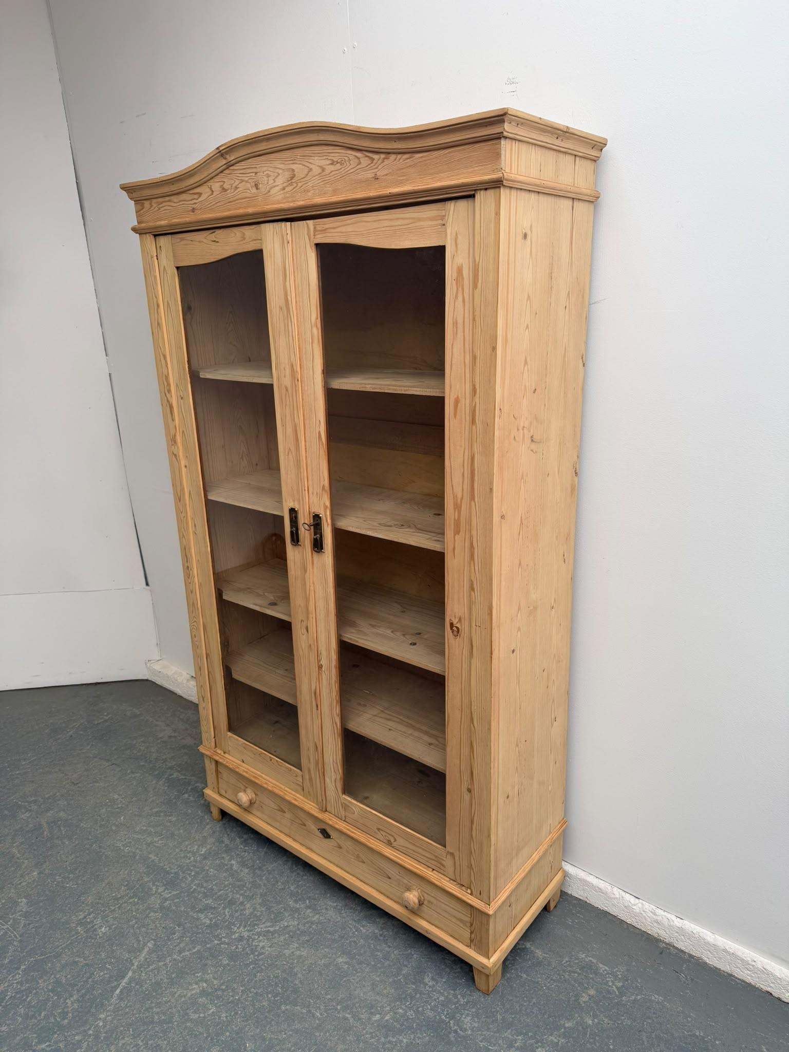 Fantastic Victorian Antique Pine 2 Door Glazed Bookcase Cabinet to wax / paint (1 of 9) Fantastic Victorian Antique Pine 2 Door Glazed Bookcase Cabinet to wax / paint (1 of 9)