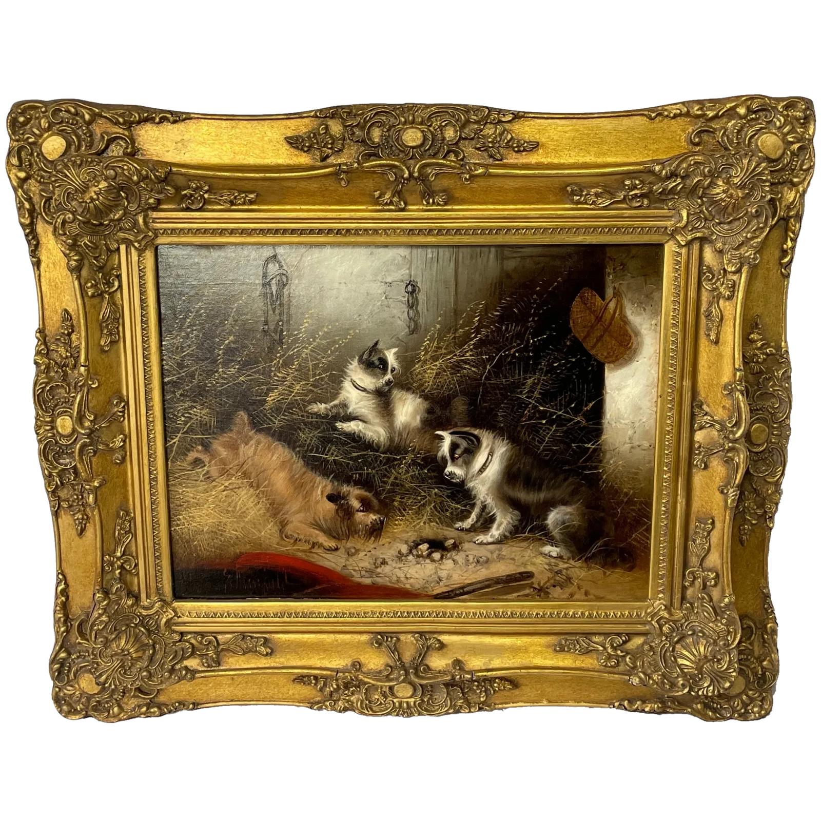 Edward Armfield Signed 19th Century British Terrier Dogs Ratting Oil Painting (1 of 16) Edward Armfield Signed 19th Century British Terrier Dogs Ratting Oil Painting (1 of 16)