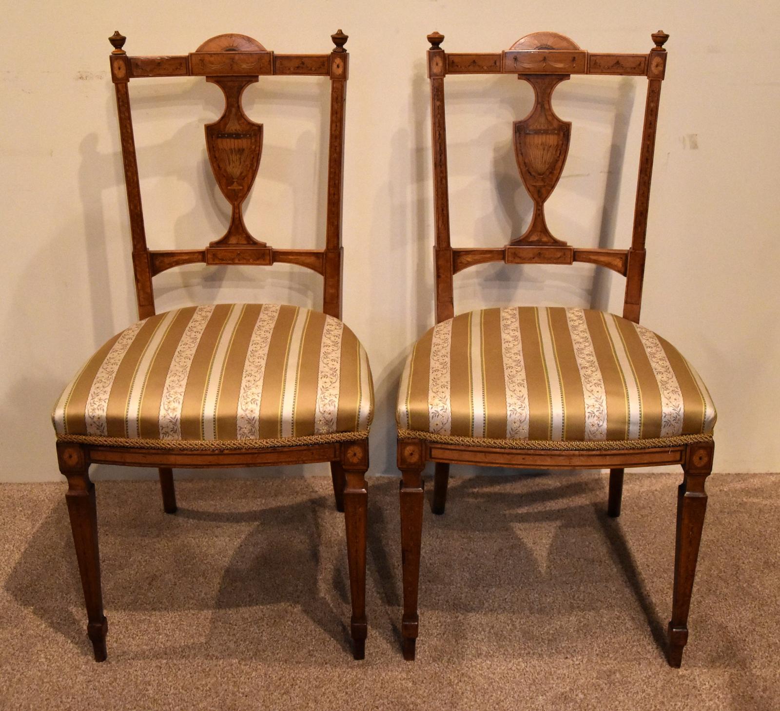 Pair of Edwardian Satinwood Side Chairs (1 of 9) Pair of Edwardian Satinwood Side Chairs (1 of 9)