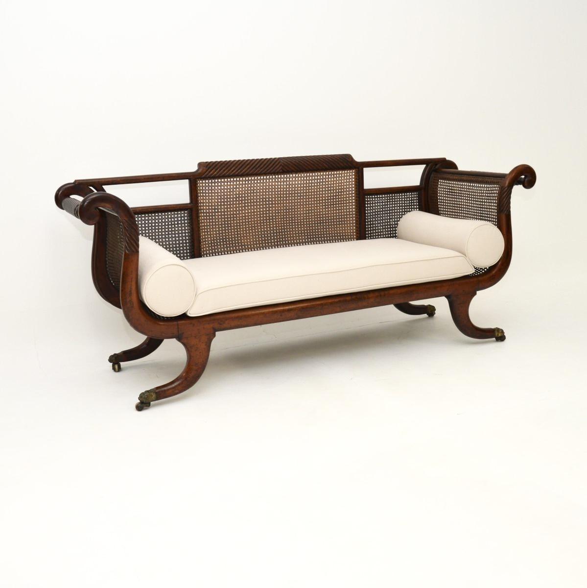 Antique Regency Period Caned Mahogany Sofa (1 of 13)