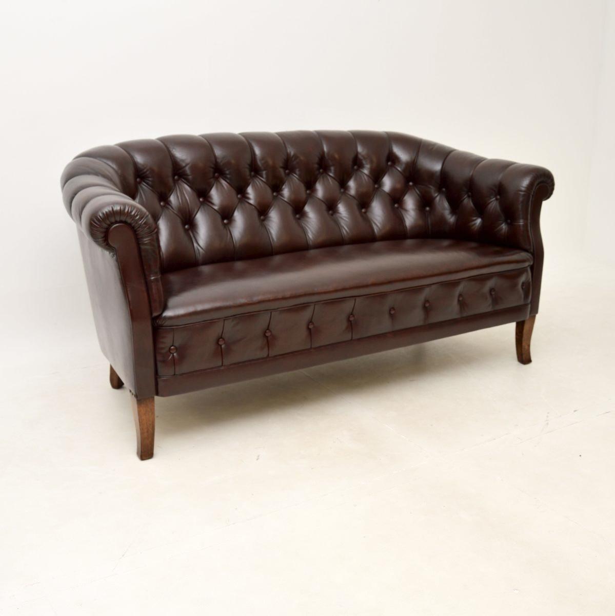 Antique Swedish Leather Sofa (1 of 12)