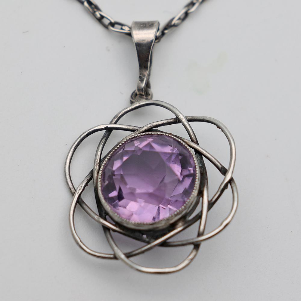 Liberty & Co Necklace, Silver & Amethyst with Original Chain (1 of 2) Liberty & Co Necklace, Silver & Amethyst with Original Chain (1 of 2)