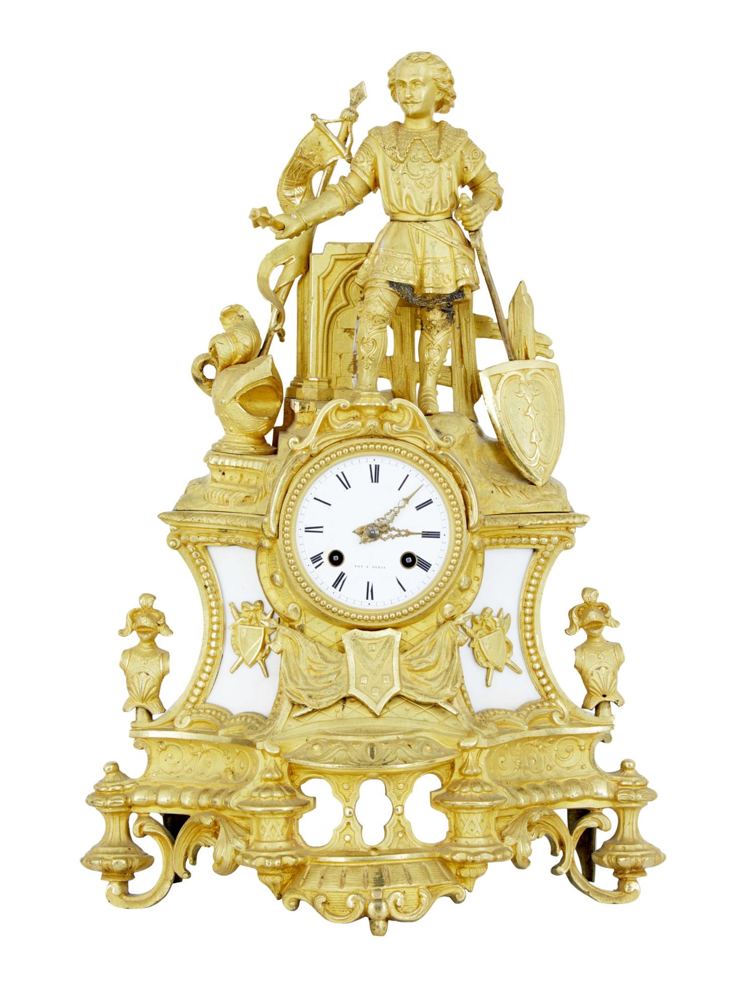 19th Century French Ormolu & Marble Figural Mantel Clock (1 of 12)