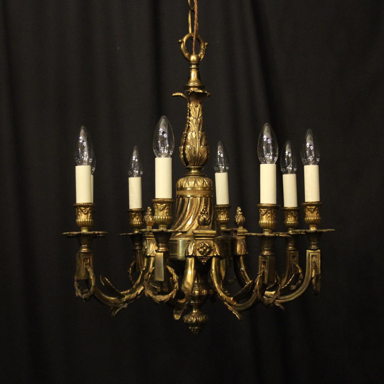 French Gilded Bronze 8 Light Antique Chandelier (1 of 10)