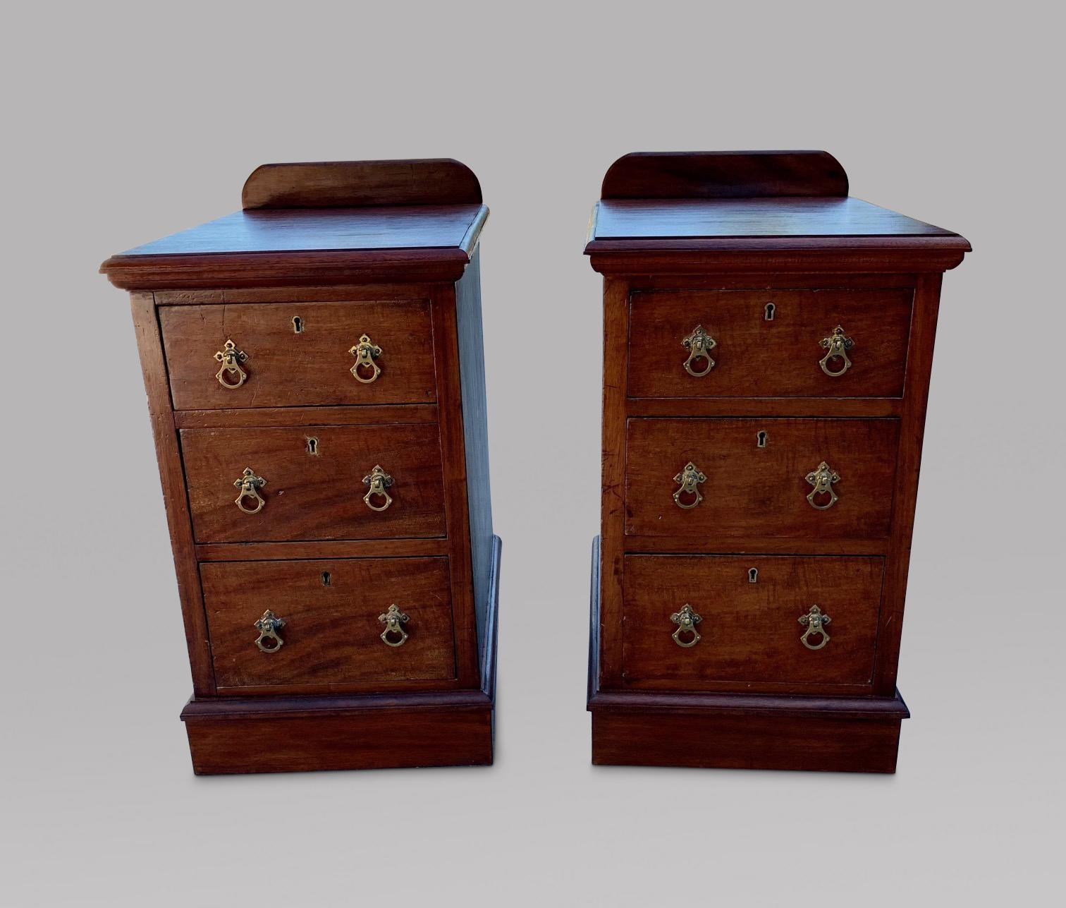 Pair of Three Drawer Mahogany Bedside Tables (1 of 3) Pair of Three Drawer Mahogany Bedside Tables (1 of 3)