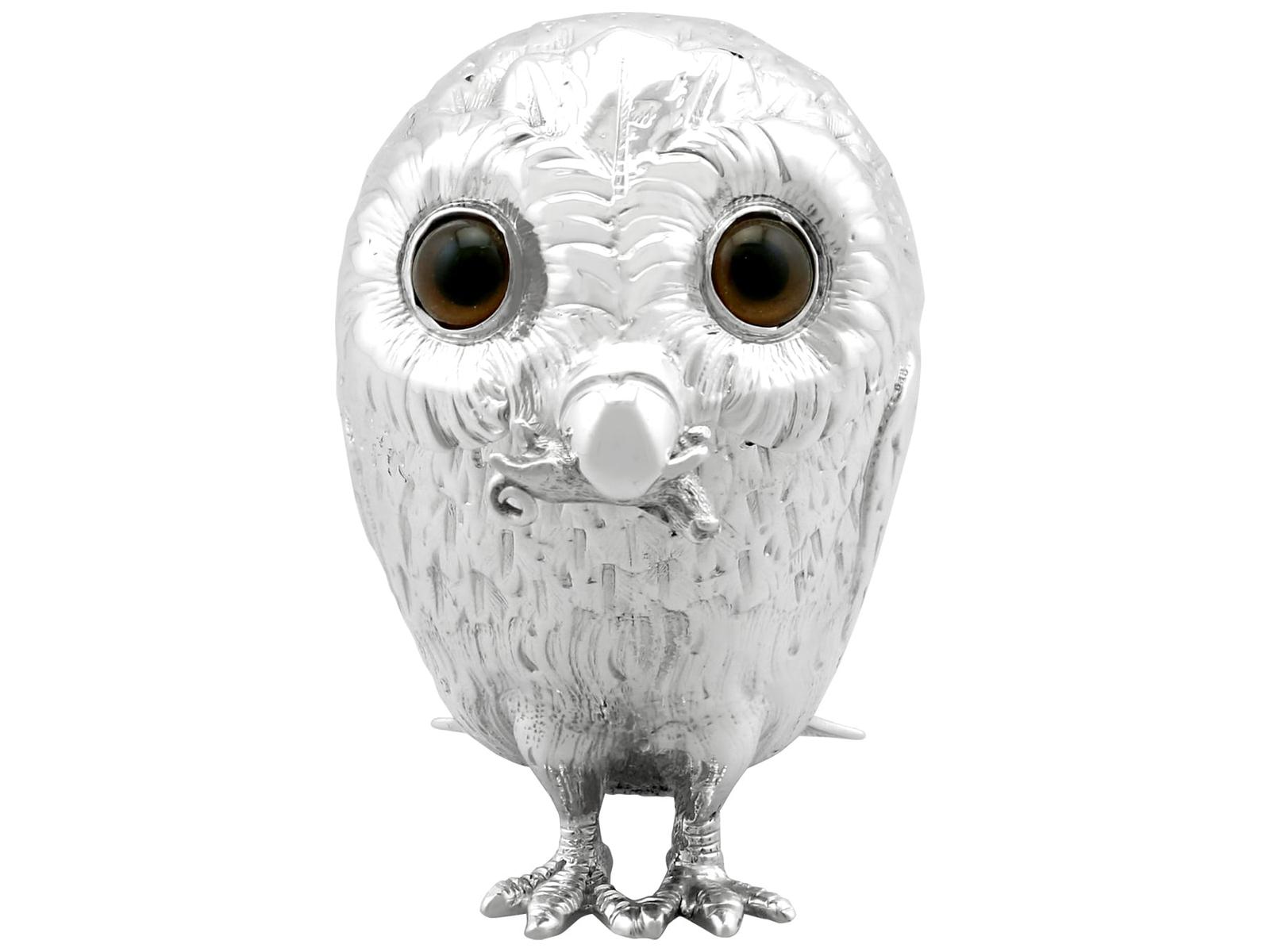Antique Victorian Sterling Silver Owl Mustard Pot 1872 (1 of 16)