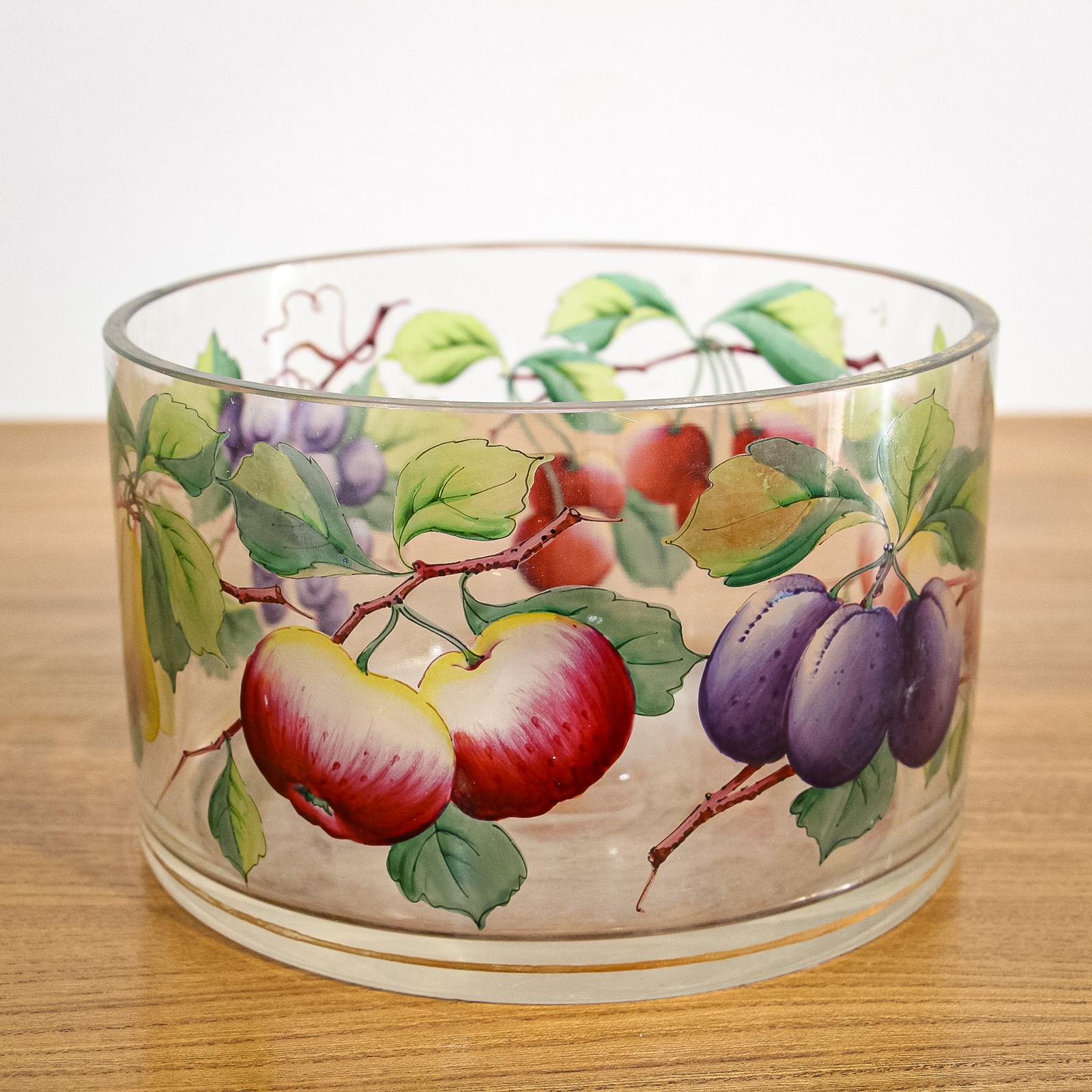Webb Corbett Glass Bowl with Painted Fruit (1 of 11)