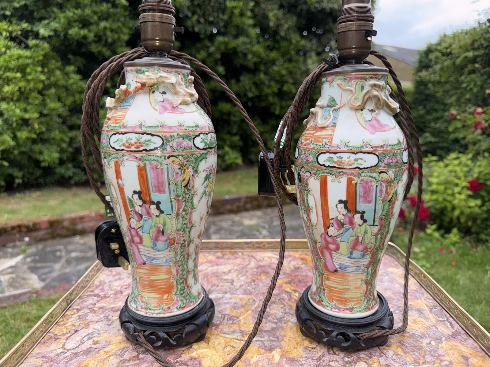 Pair of 19th Century Famille Rose Lamps (1 of 5) Pair of 19th Century Famille Rose Lamps (1 of 5)