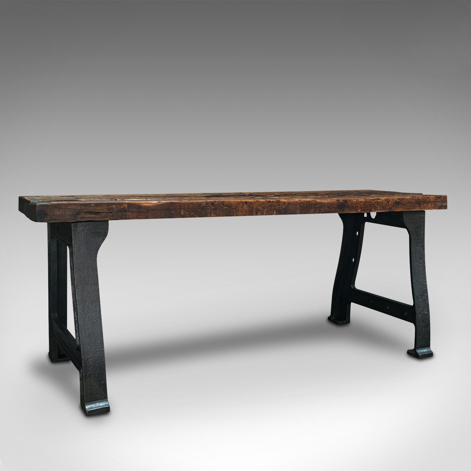 Antique Foundry Table, English, Pine, Iron, Heavy, Industrial Taste, Victorian (1 of 12)