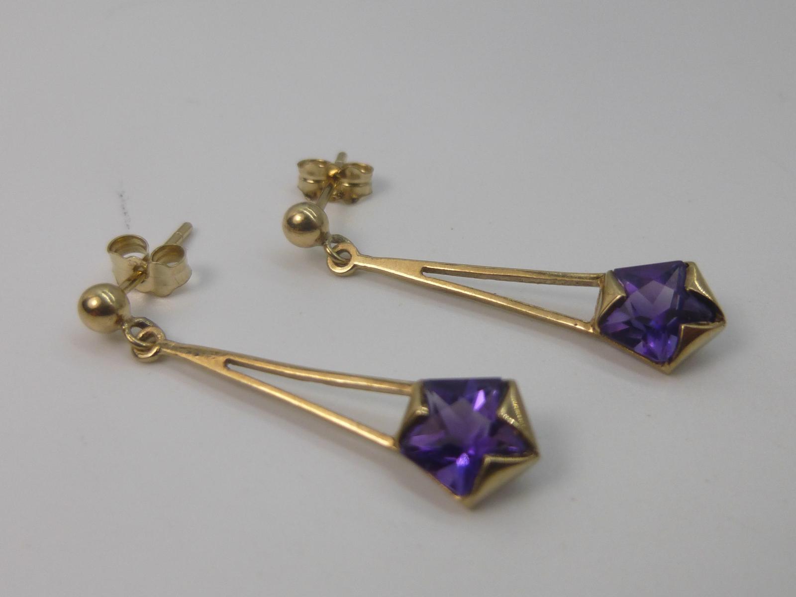 9ct Gold & Amethyst Earrings (1 of 6)