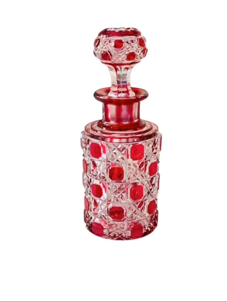Antique French Baccarat Cranberry Overlay Crystal Perfume Scent Bottle Circa 1885 (1 of 10)