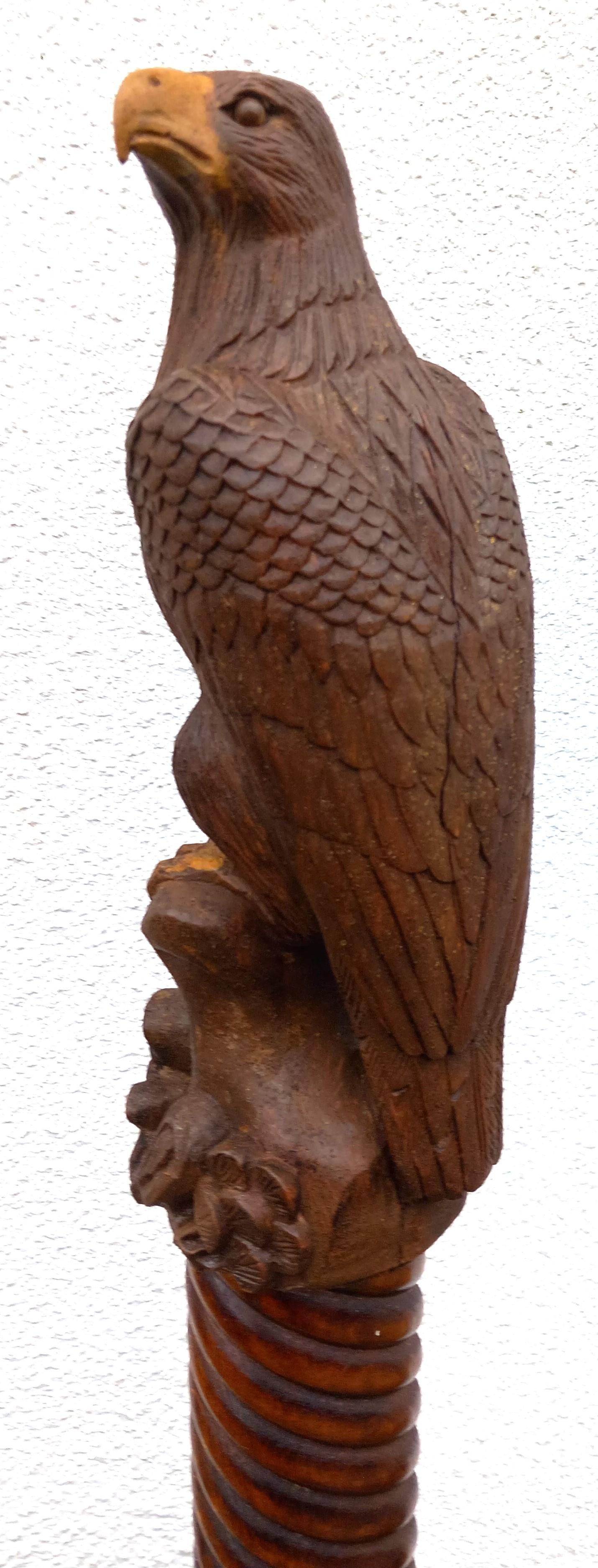 Carved Wooden Bird on an Antique Stand (1 of 4)
