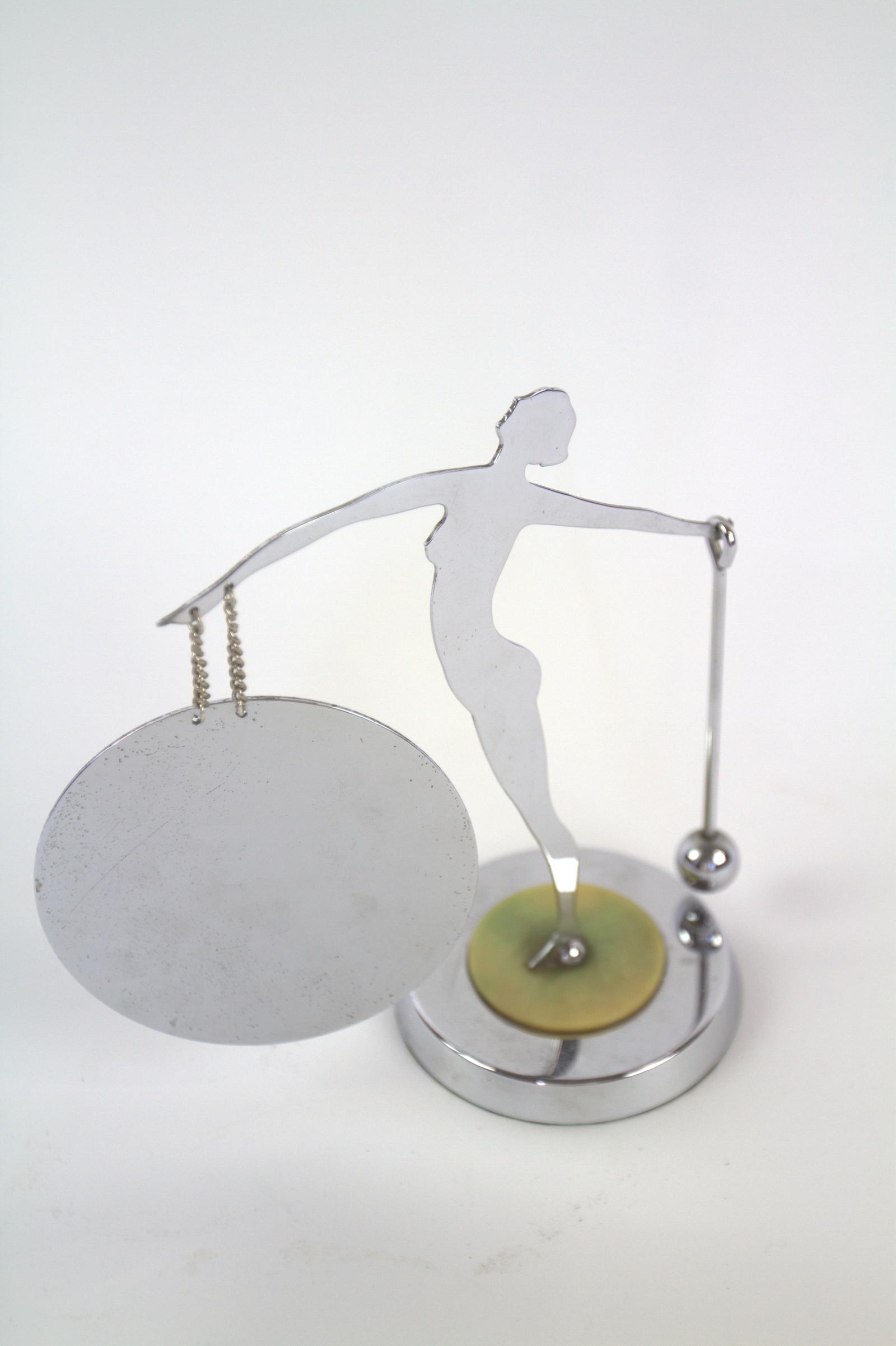 Art Deco Chrome Silhouette Lady Table Gong 1930s (1 of 6)