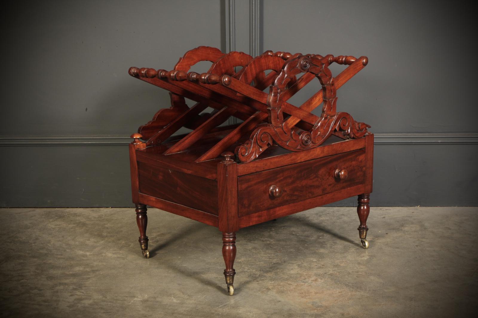 William IV Rosewood Canterbury Magazine Rack (1 of 10)