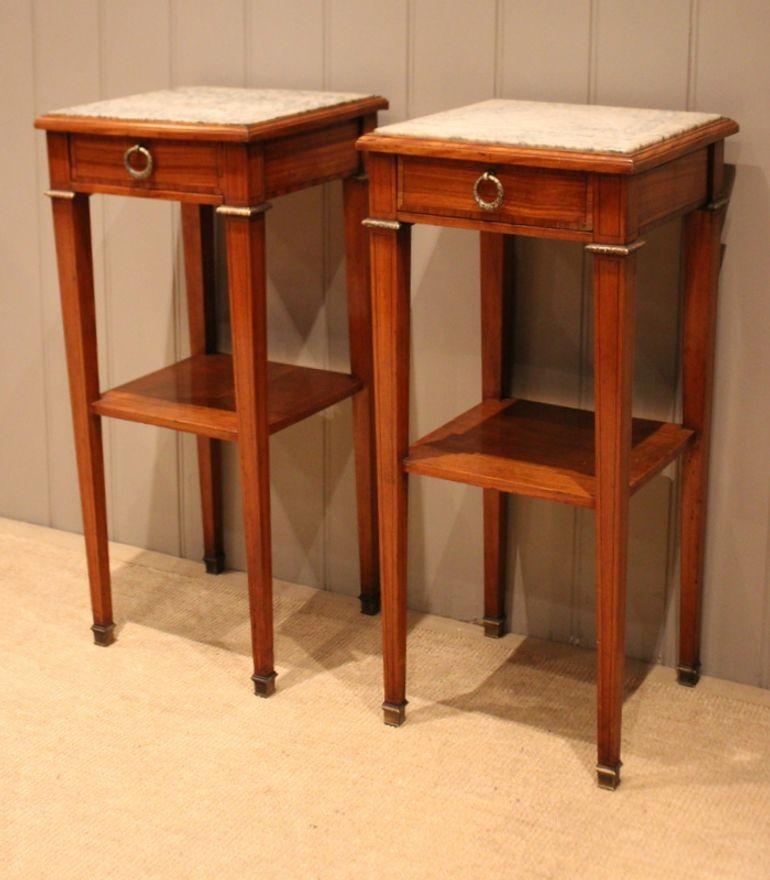 Pair Of French Satinwood Marble Top Night Stands (1 of 14) Pair Of French Satinwood Marble Top Night Stands (1 of 14)