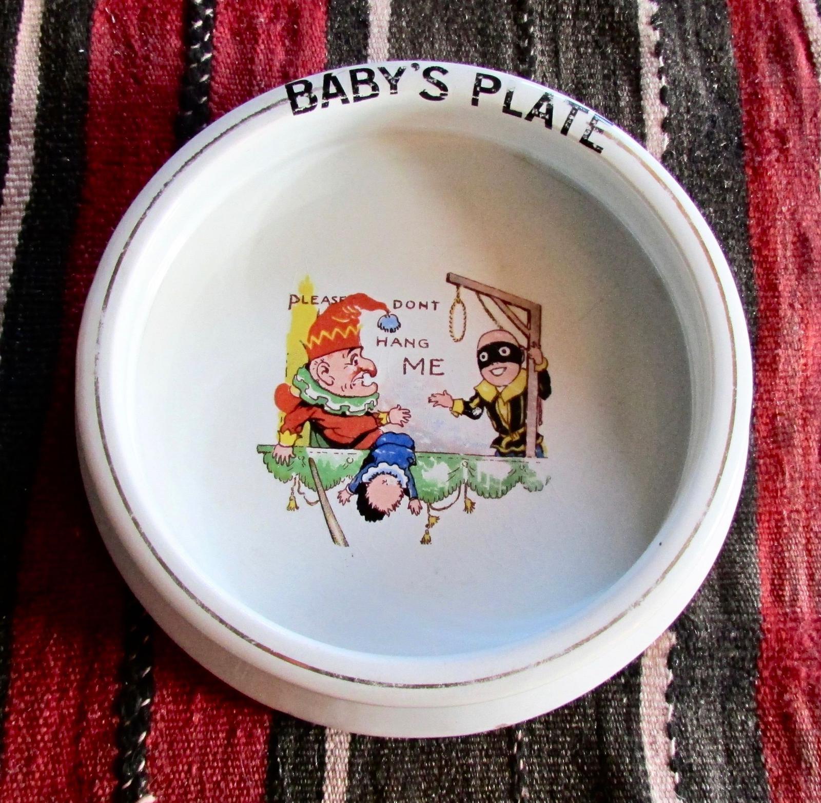 Punch & Judy Design, Baby Plate Titled "Please Don't Hang Me", (1 of 4) Punch & Judy Design, Baby Plate Titled "Please Don't Hang Me", (1 of 4)