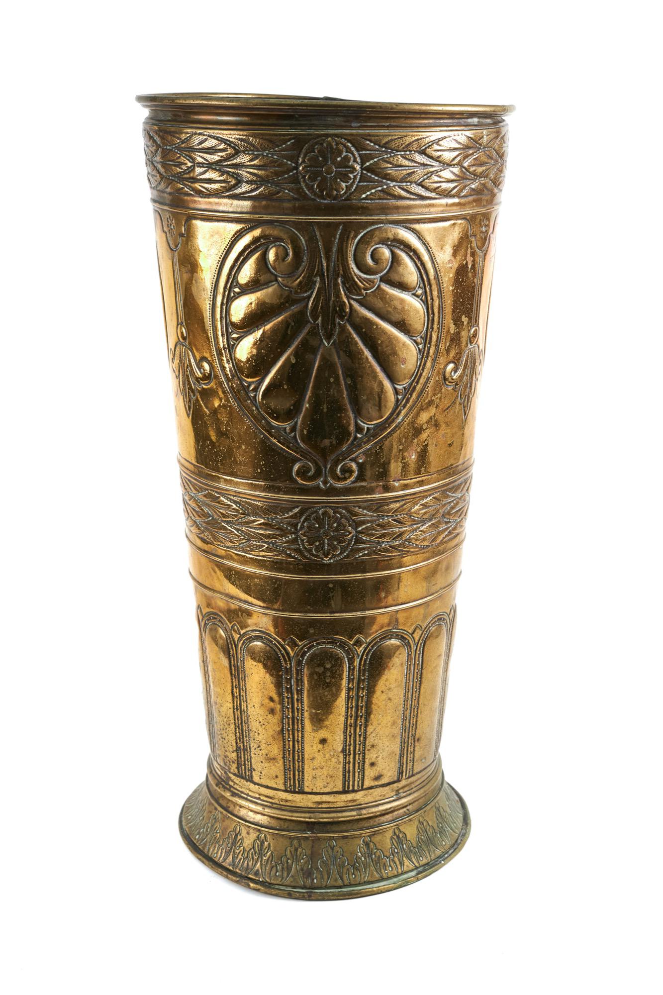 Unusual Large Antique Brass Stick Or Umbrella Stand (1 of 5)