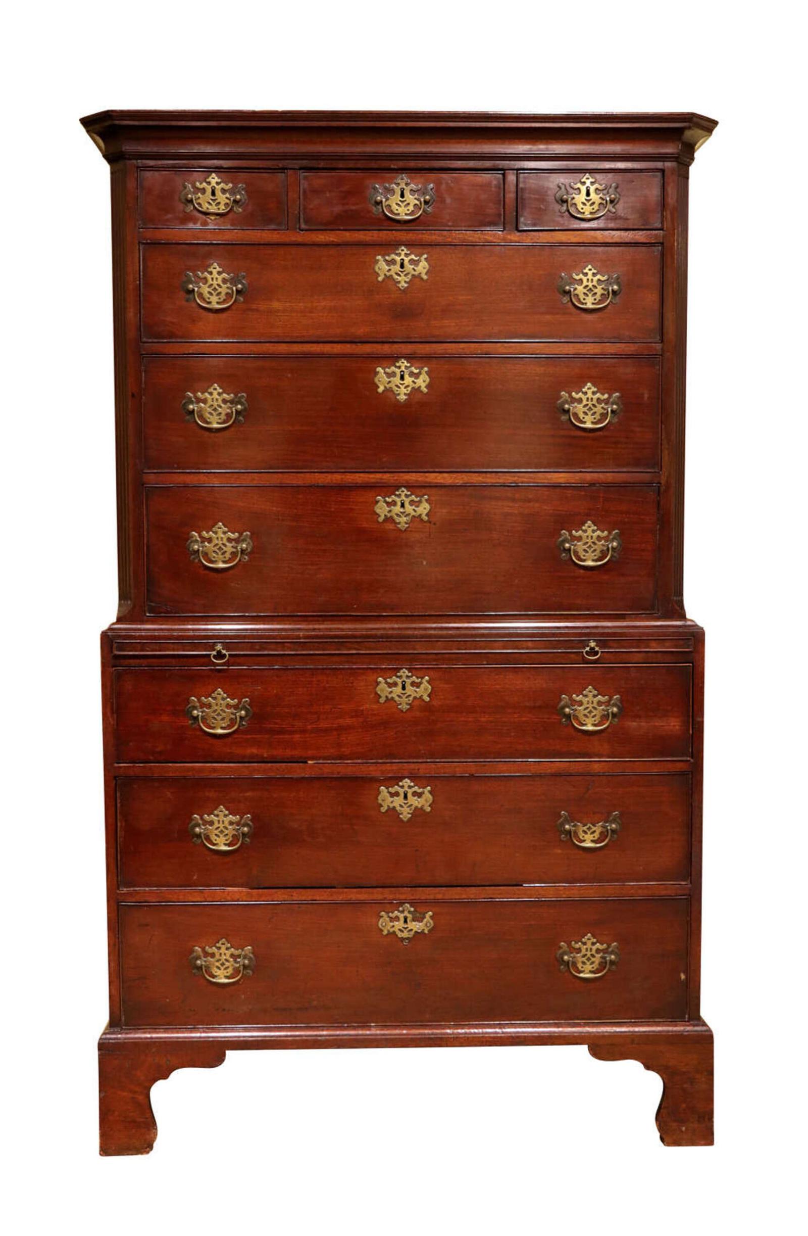 George III Mahogany Chest on Chest with Original Pierced Brasses, Circa 1770 (1 of 5) George III Mahogany Chest on Chest with Original Pierced Brasses, Circa 1770 (1 of 5)