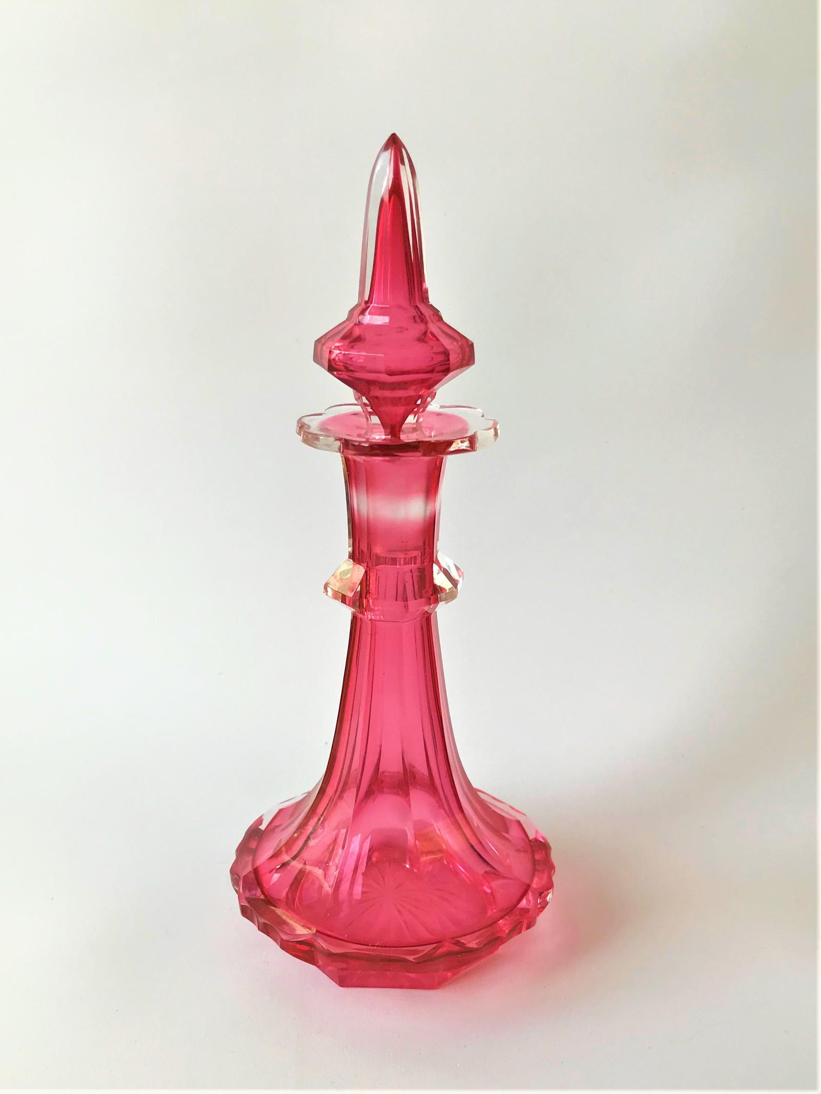 Gorgeous Victorian Gothic Cranberry Glass Cologne Bottle (1 of 5)