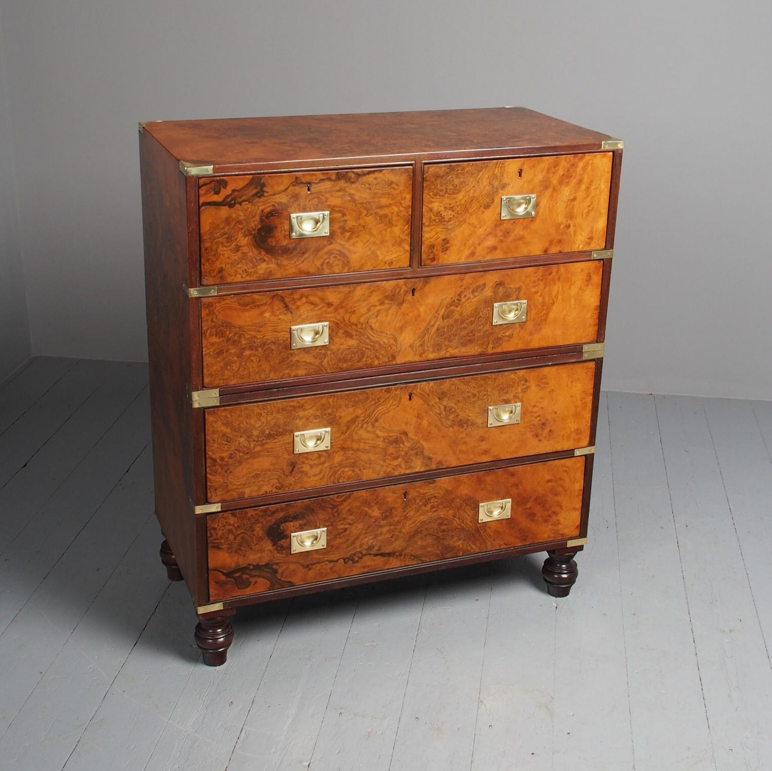 Antique Victorian Burr Walnut Military Chest of Drawers (1 of 13) Antique Victorian Burr Walnut Military Chest of Drawers (1 of 13)