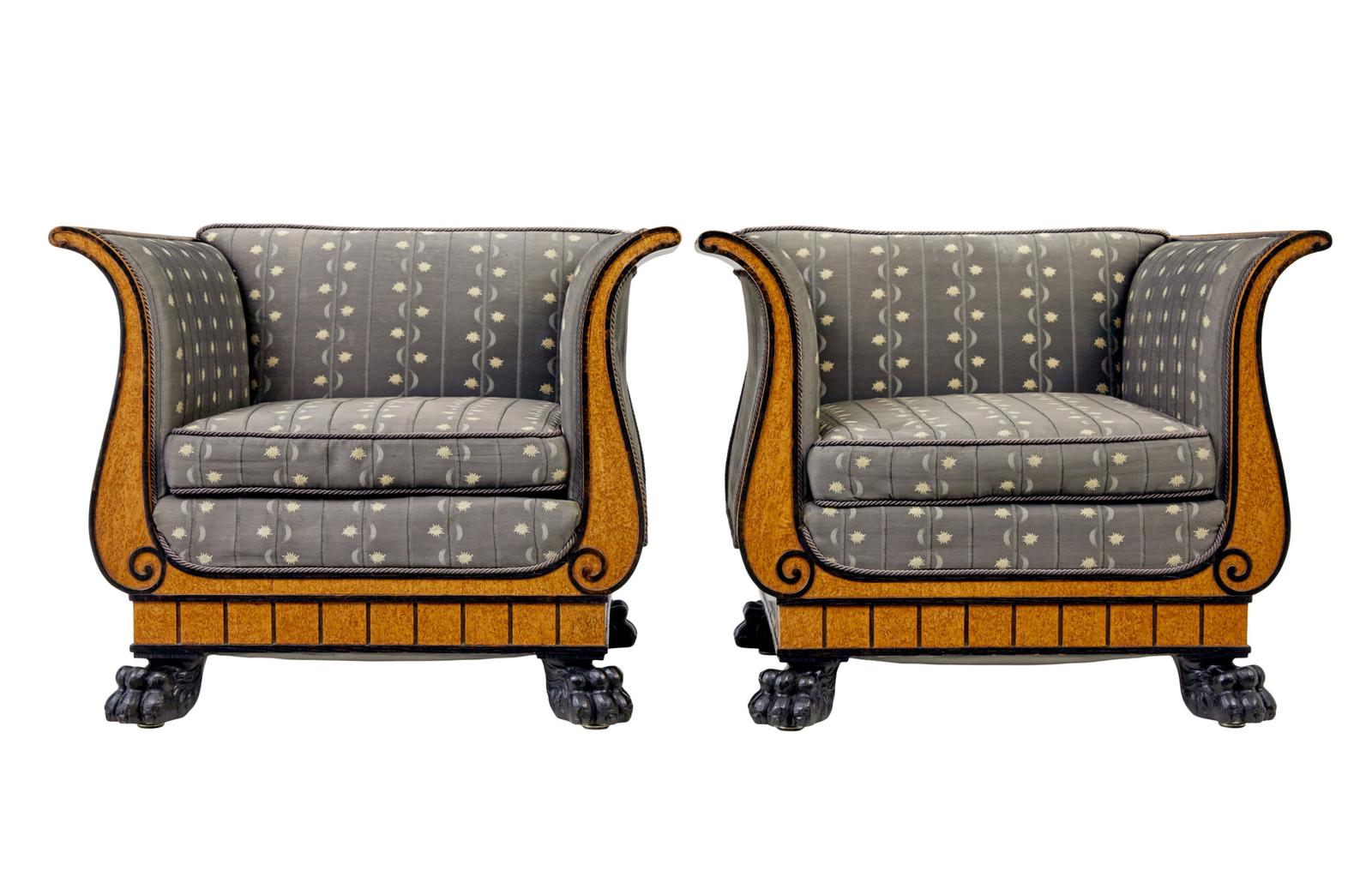 Fine Quality Pair of Art Deco Burr Birch Club Armchairs (1 of 10)