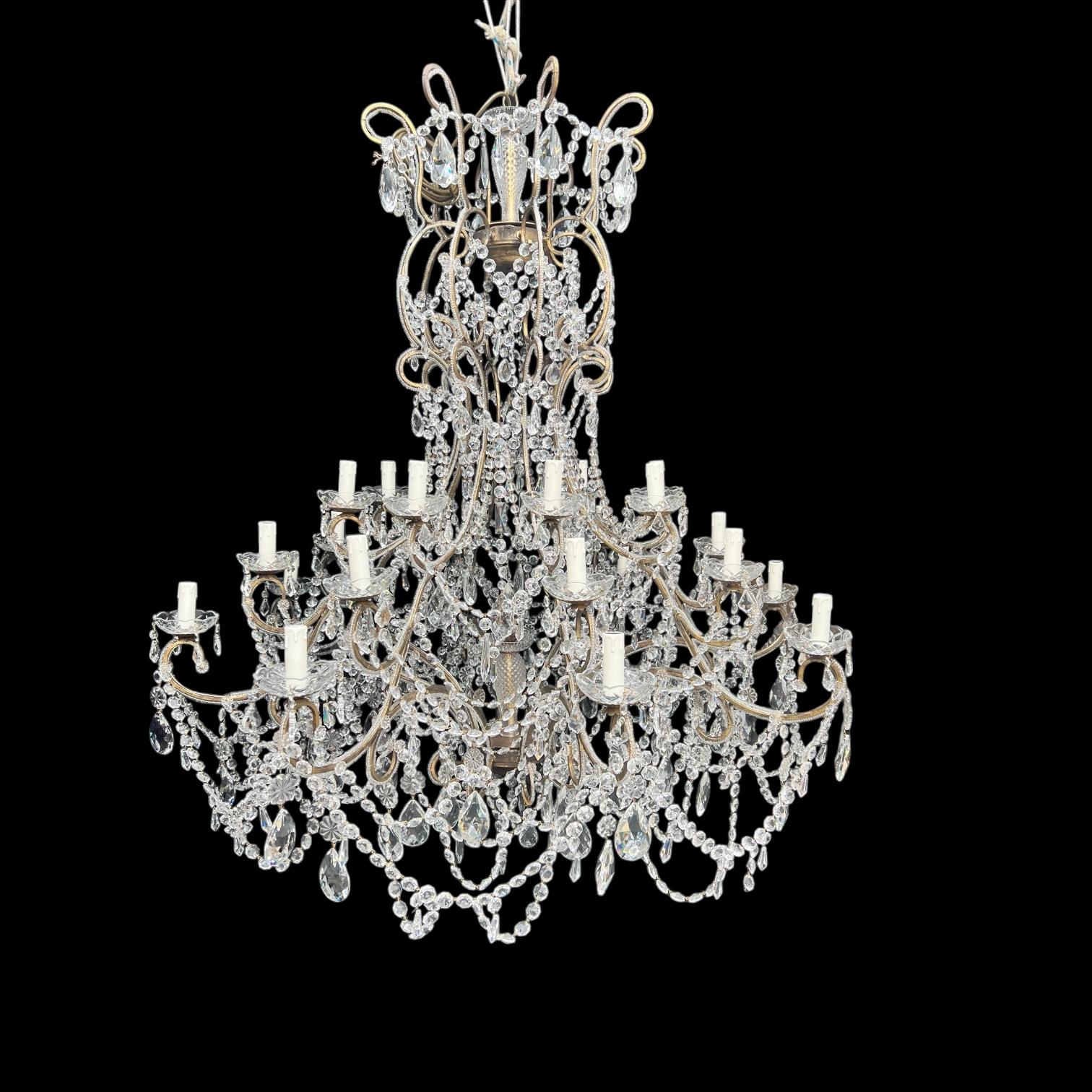 A Very Large 24 Light Florentine Beaded Gilt Antique Chandelier (1 of 11)