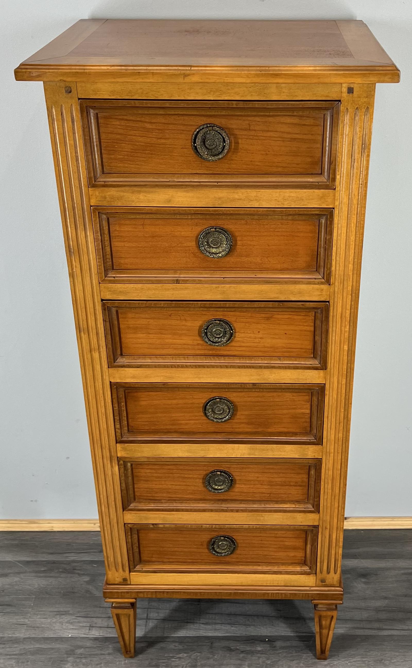 Chest of Drawers Tallboy Vintage French Brass Handles Cabinet LOT 3968 (1 of 11)