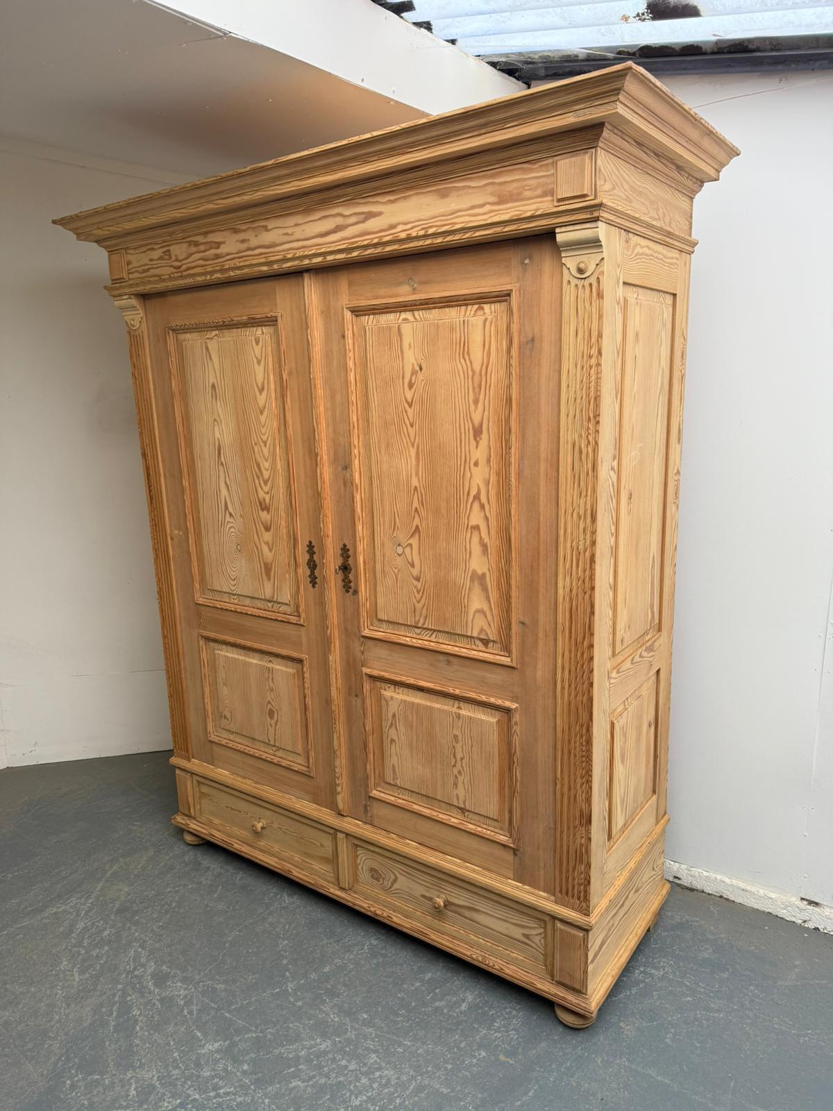 Biggest Ever Victorian Antique Pine 2 Door Knockdown Wardrobe to wax / paint (1 of 12)