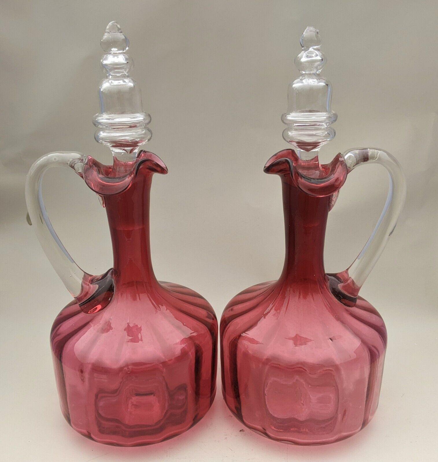 Pair of Antique Cranberry Glass Decanters (1 of 4) Pair of Antique Cranberry Glass Decanters (1 of 4)