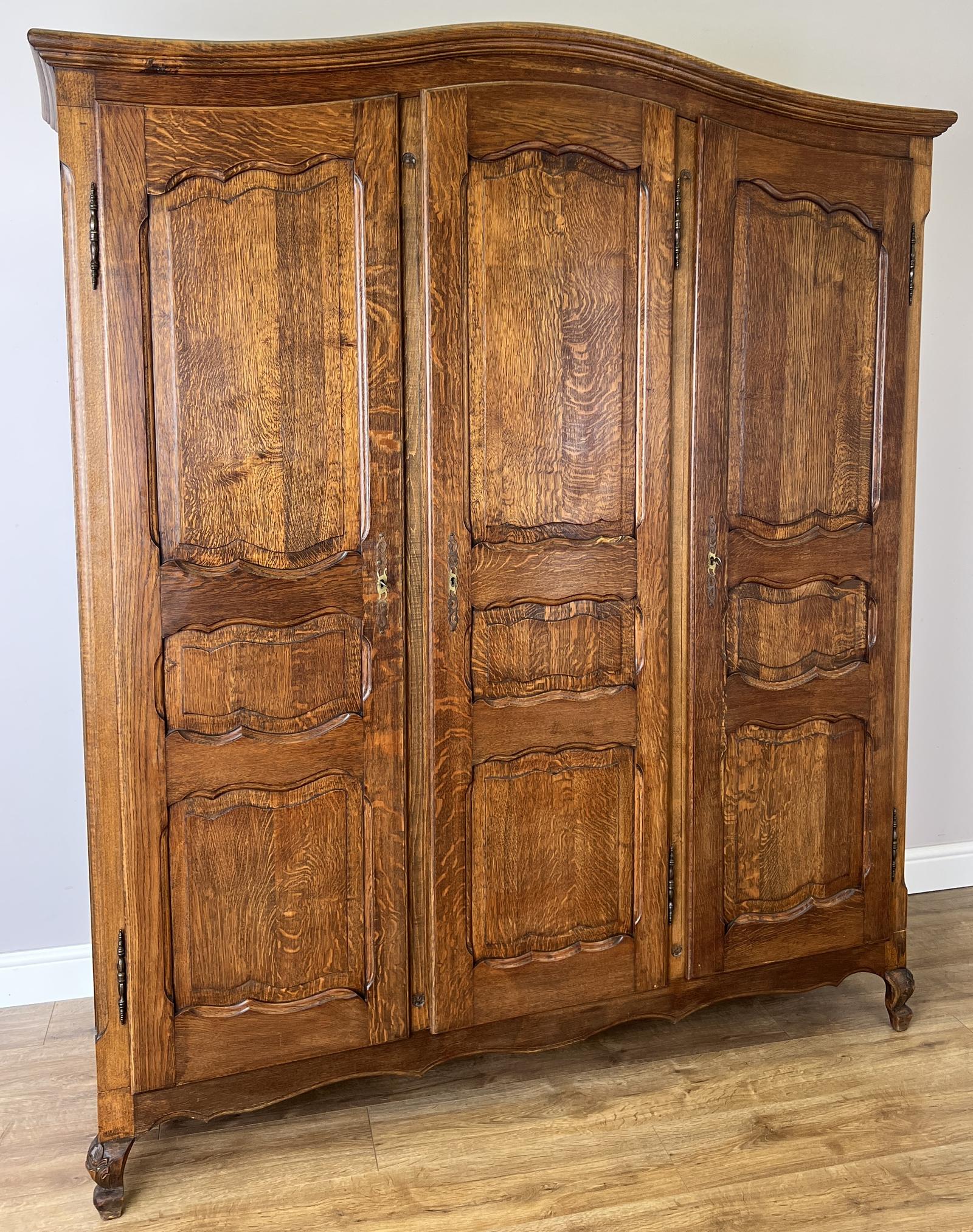 Wardrobe Vintage French Style Oak Three Door Carved Armoire (1 of 15) Wardrobe Vintage French Style Oak Three Door Carved Armoire (1 of 15)