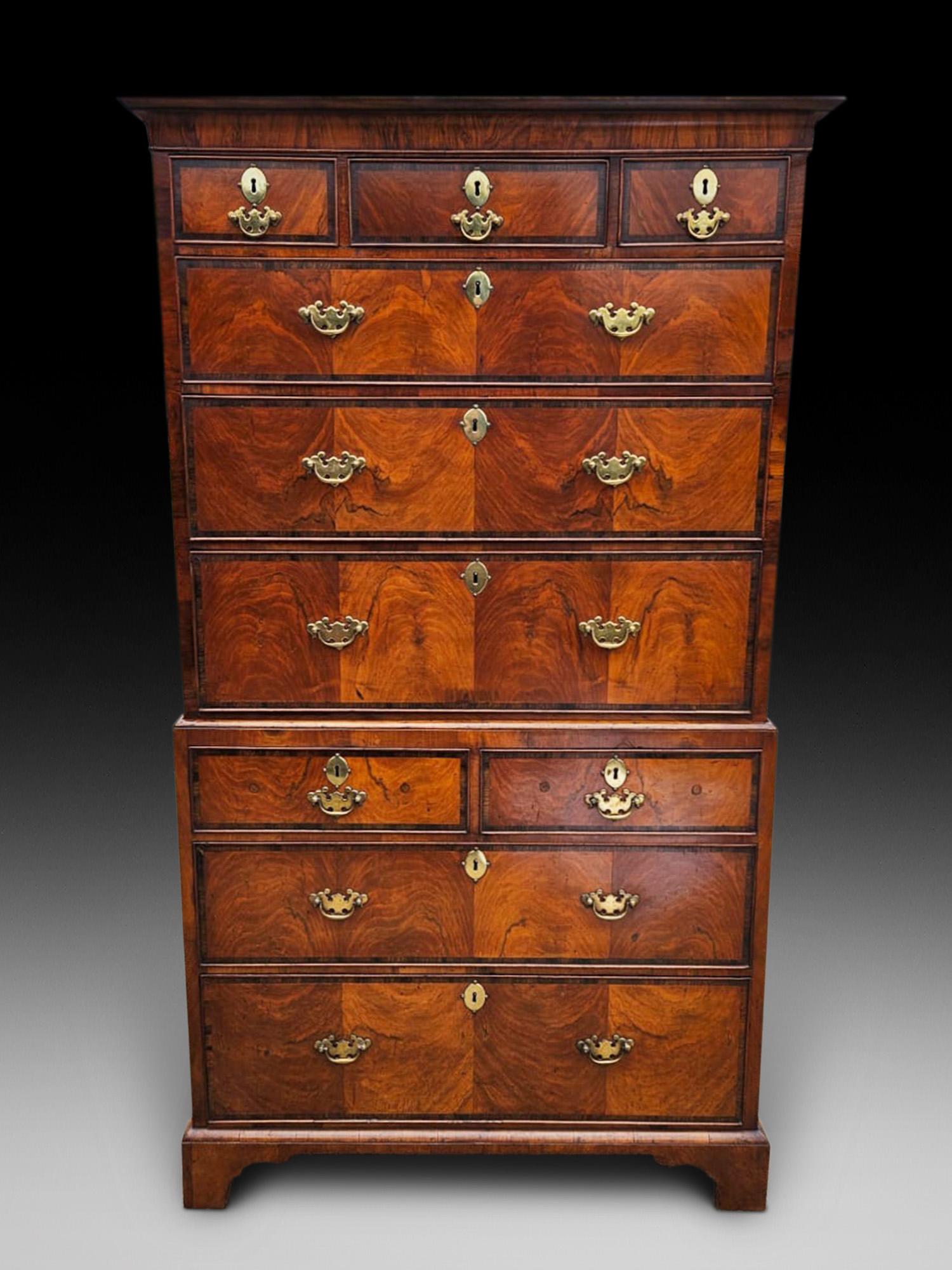 Charming Early Georgian Walnut Chest on Chest (1 of 6)