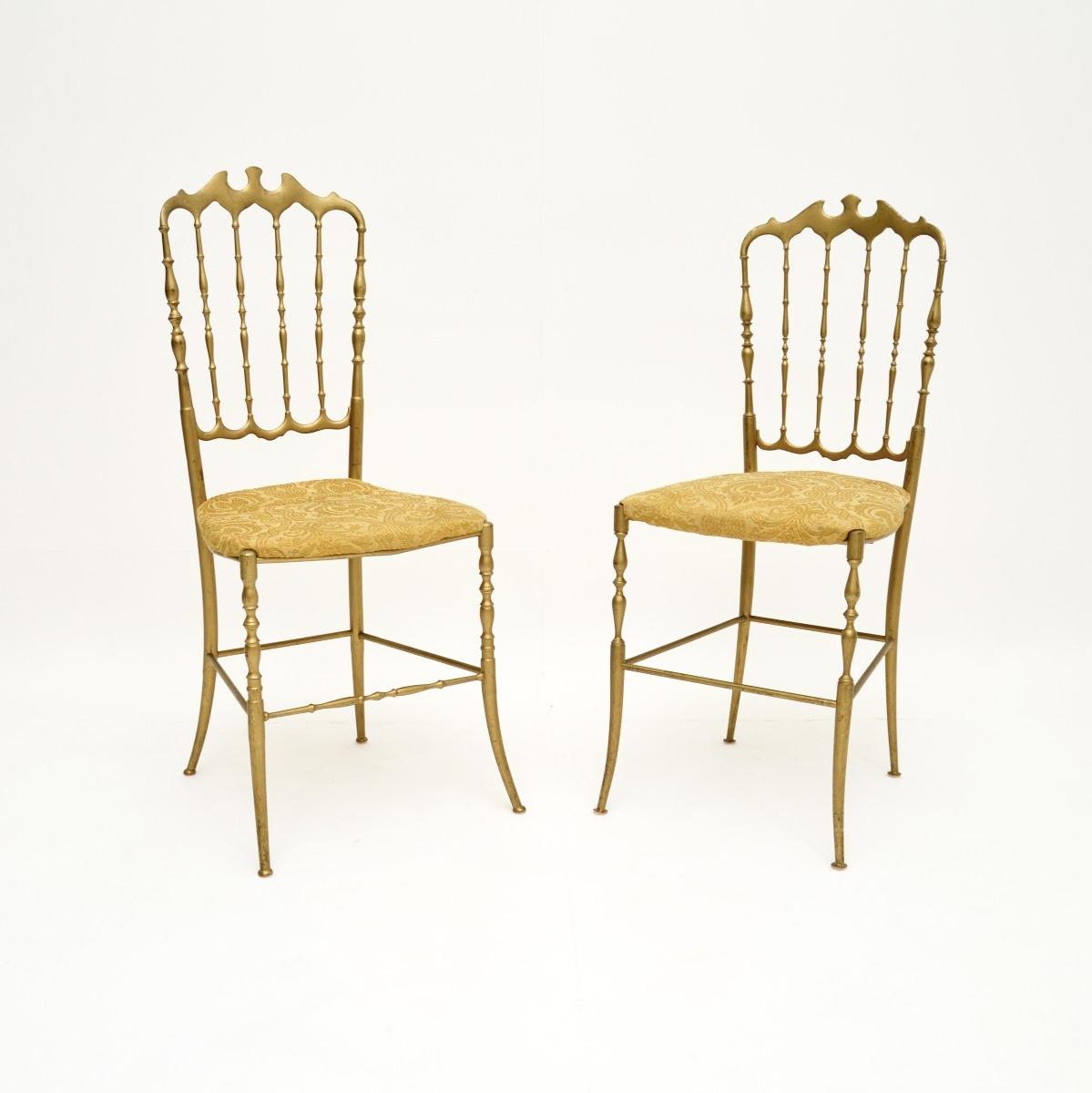 Pair of Vintage Italian Chiavari Dining Chairs in Solid Brass (1 of 8)
