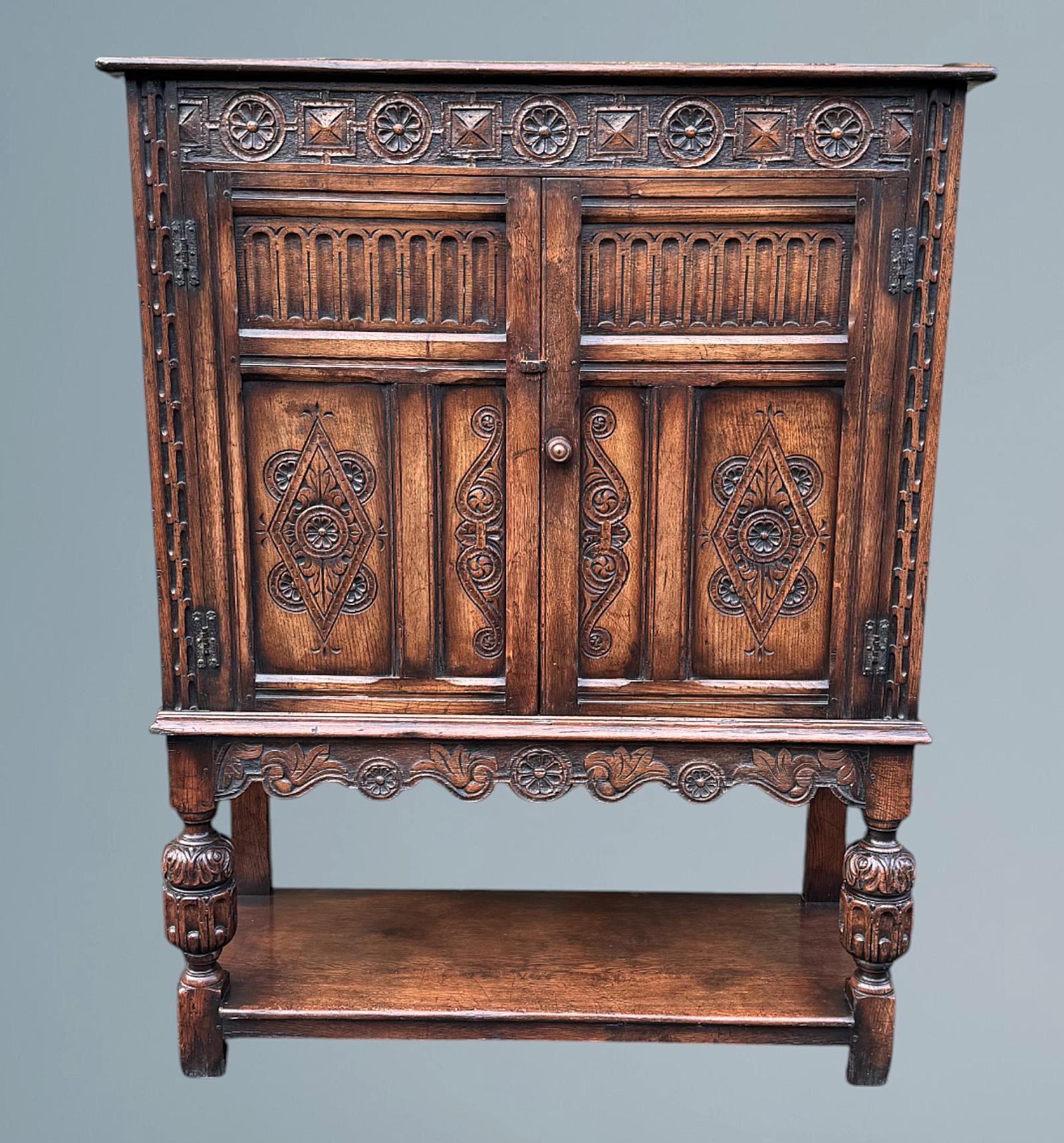 Carved Oak Cupboard (1 of 11)