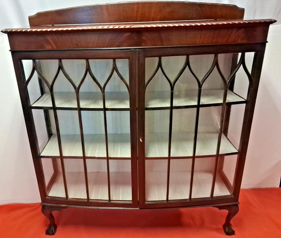 Antique Elegant Large Glass Display or Drinks Cabinet with Ball & Claw Fee (1 of 9) Antique Elegant Large Glass Display or Drinks Cabinet with Ball & Claw Fee (1 of 9)