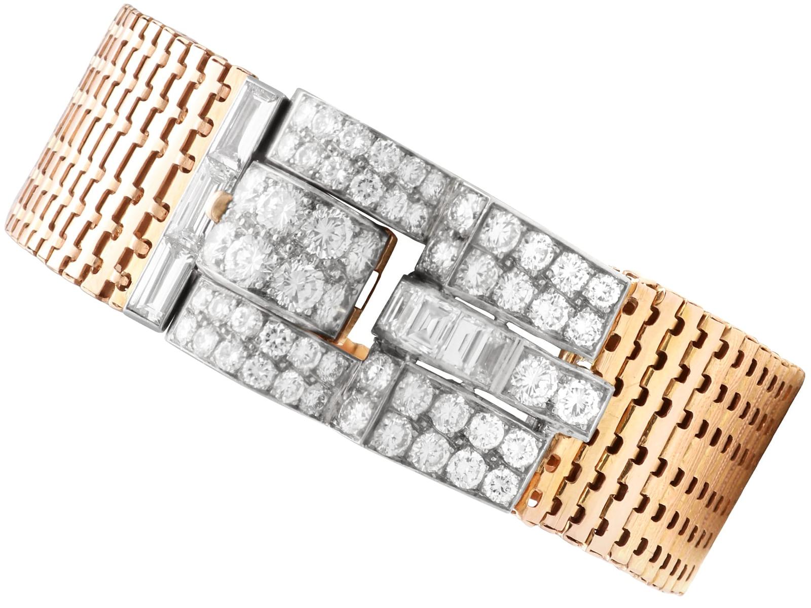 6.50ct Diamond & 16ct Rose Gold Bracelet c.1930 (1 of 14)