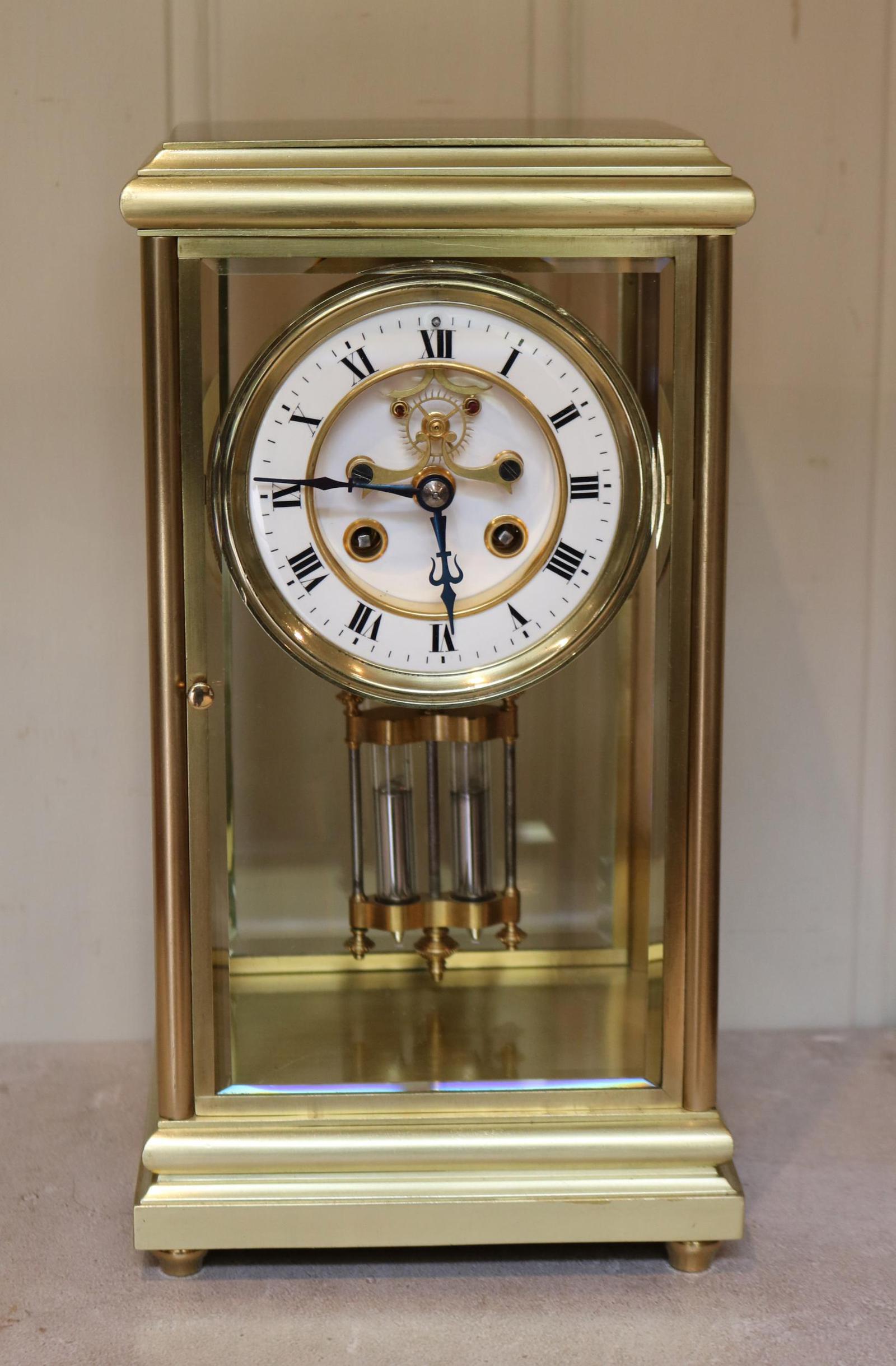 Bell Striking Brass Four Glass Clock (1 of 9) Bell Striking Brass Four Glass Clock (1 of 9)