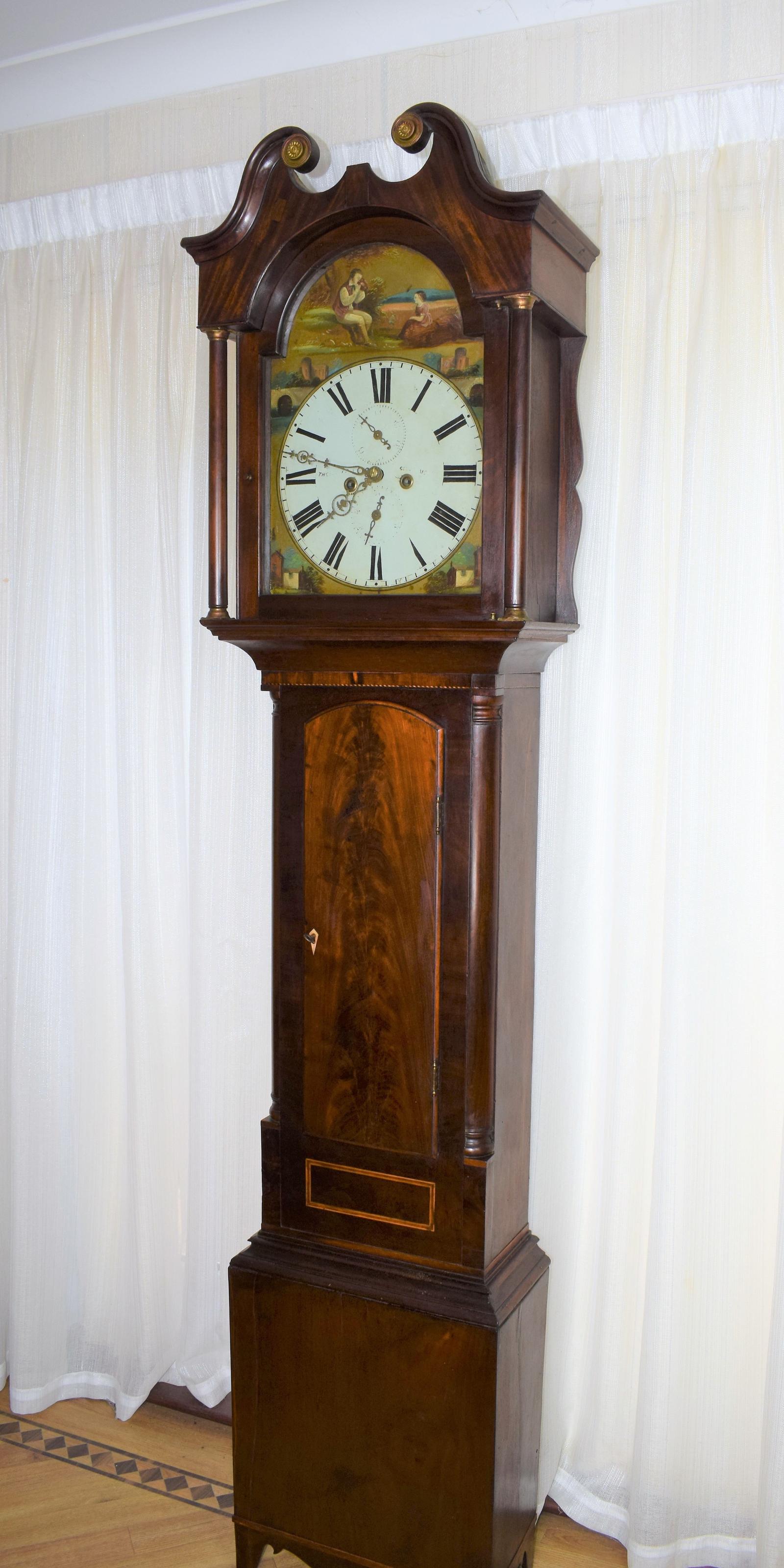 Georgian/Early 19th Century Flame Mahogany & Inlay Bell Striking Grandfather Longcase Clock (1 of 9)