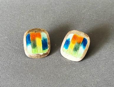 Pair of Modernist Silver & Enamel Earrings (1 of 5)
