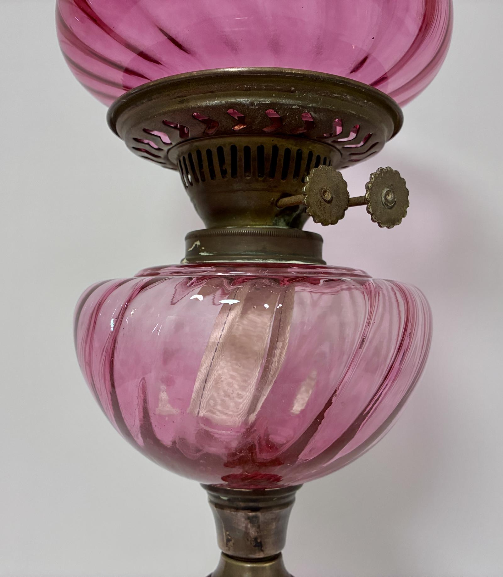 Victorian Cranberry Glass Oil Lamp (1 of 10) Victorian Cranberry Glass Oil Lamp (1 of 10)