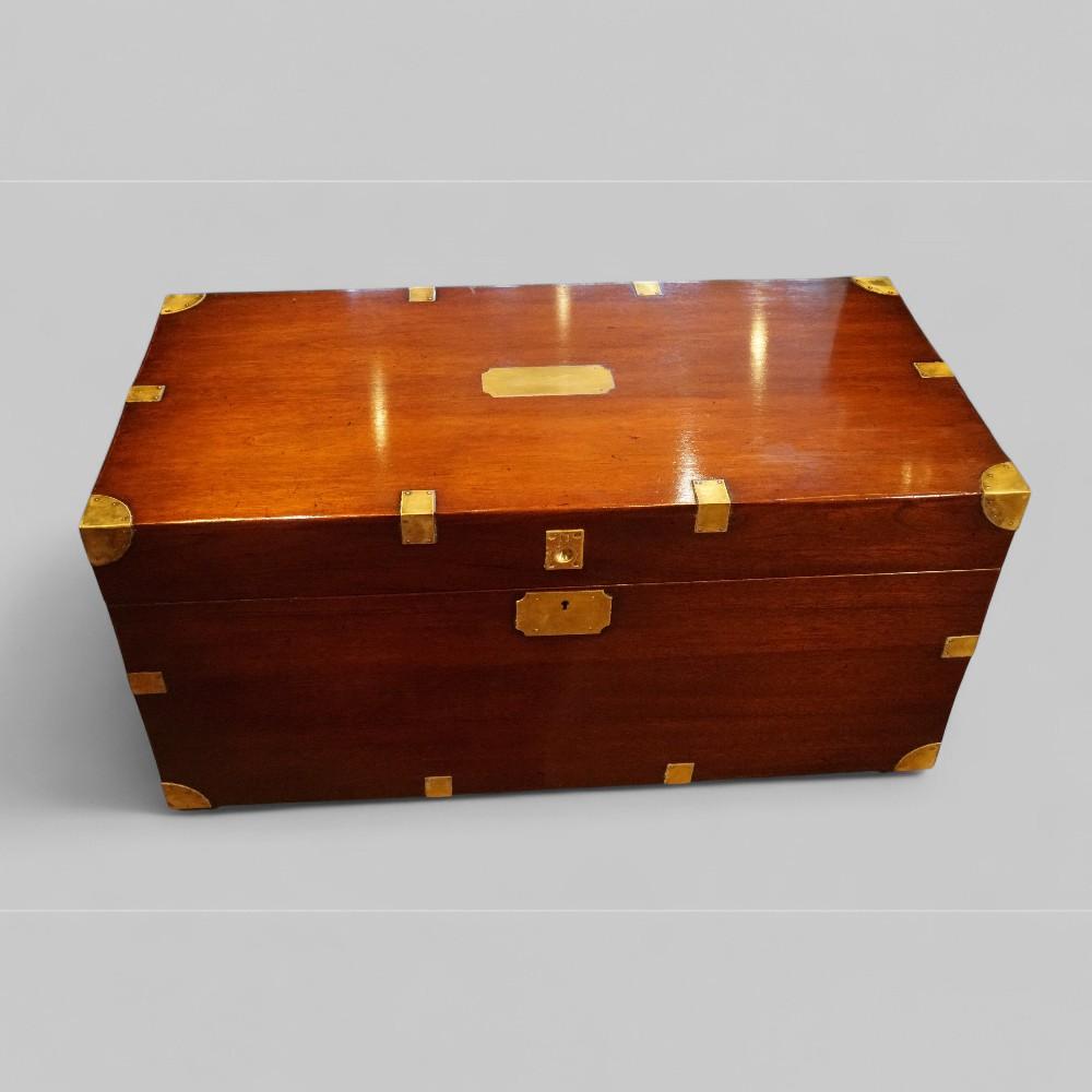 Edwardian Mahogany Campaign Trunk (1 of 7)